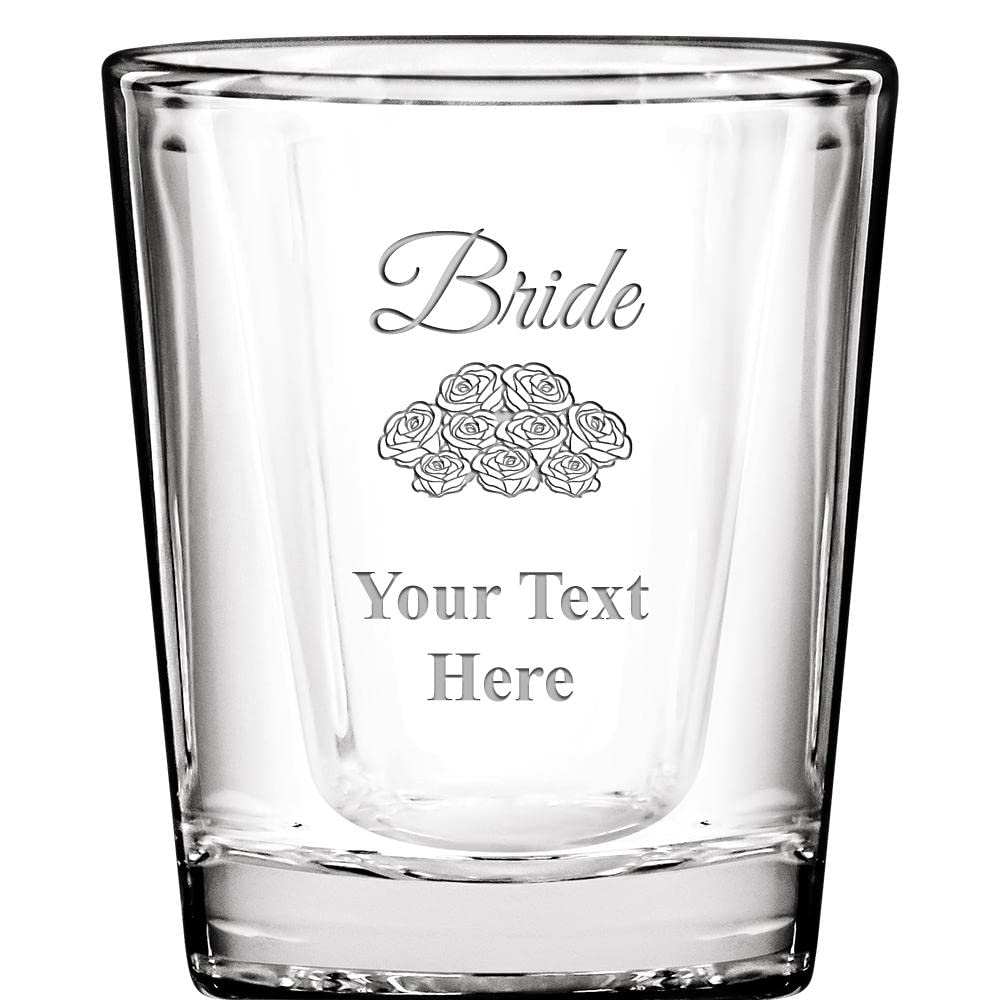 Personalized Bride Shot Glasses - 2oz Custom Laser Engraved Wedding Party Gift for Bachelorette, Bridal Shower & Wedding Favors - Engraving Included (Prime Eligible)