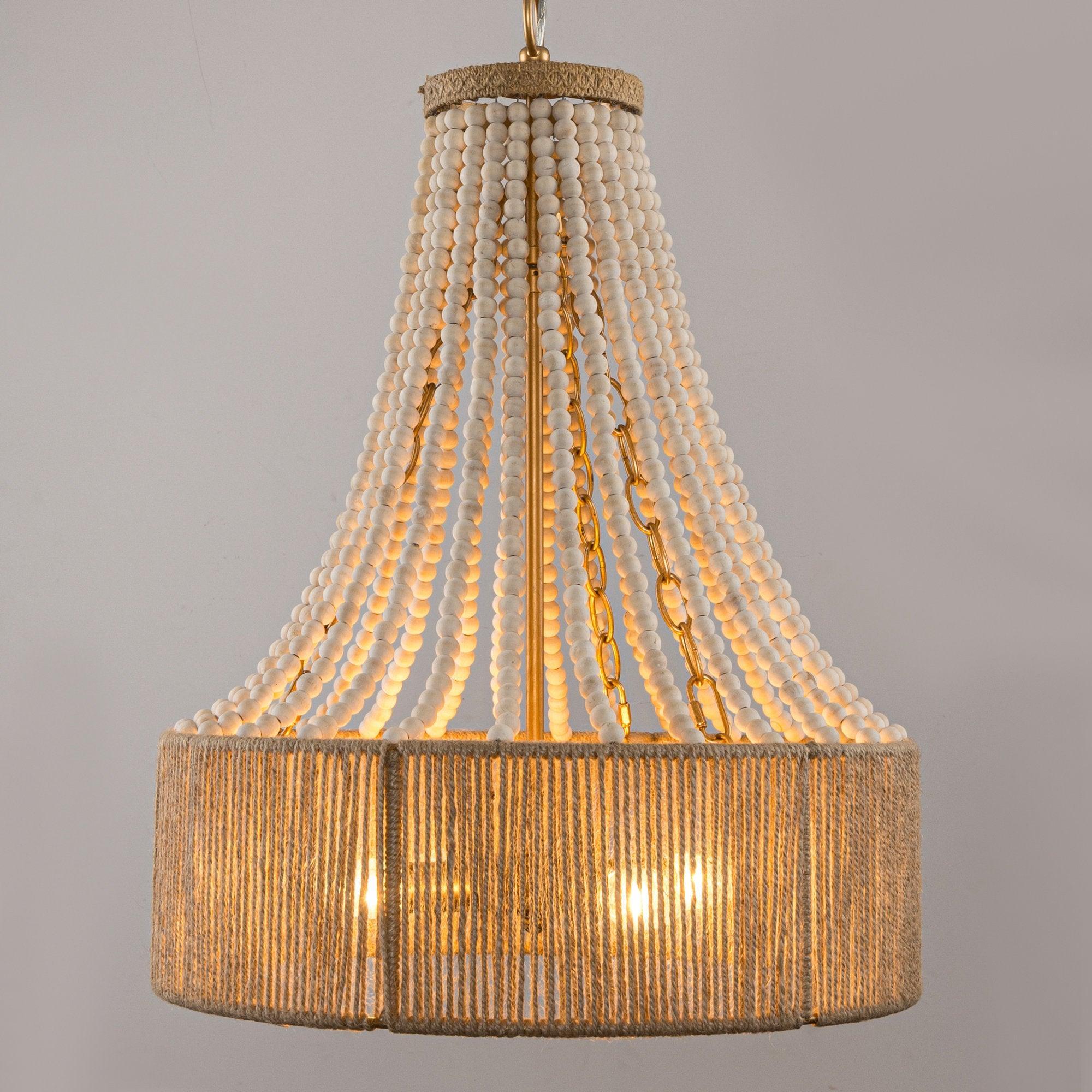 4-Light Golden Farmhouse Chandelier - Damp Rated for Indoor Use - Perfect for Dining Room, Kitchen, or Entryway Lighting