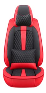 Universal Leather Car Seat Covers for KIA Carnival 2015-2019 - Luxury 2 Seats, Durable Protection for Comfortable Driving (Black/Red)
