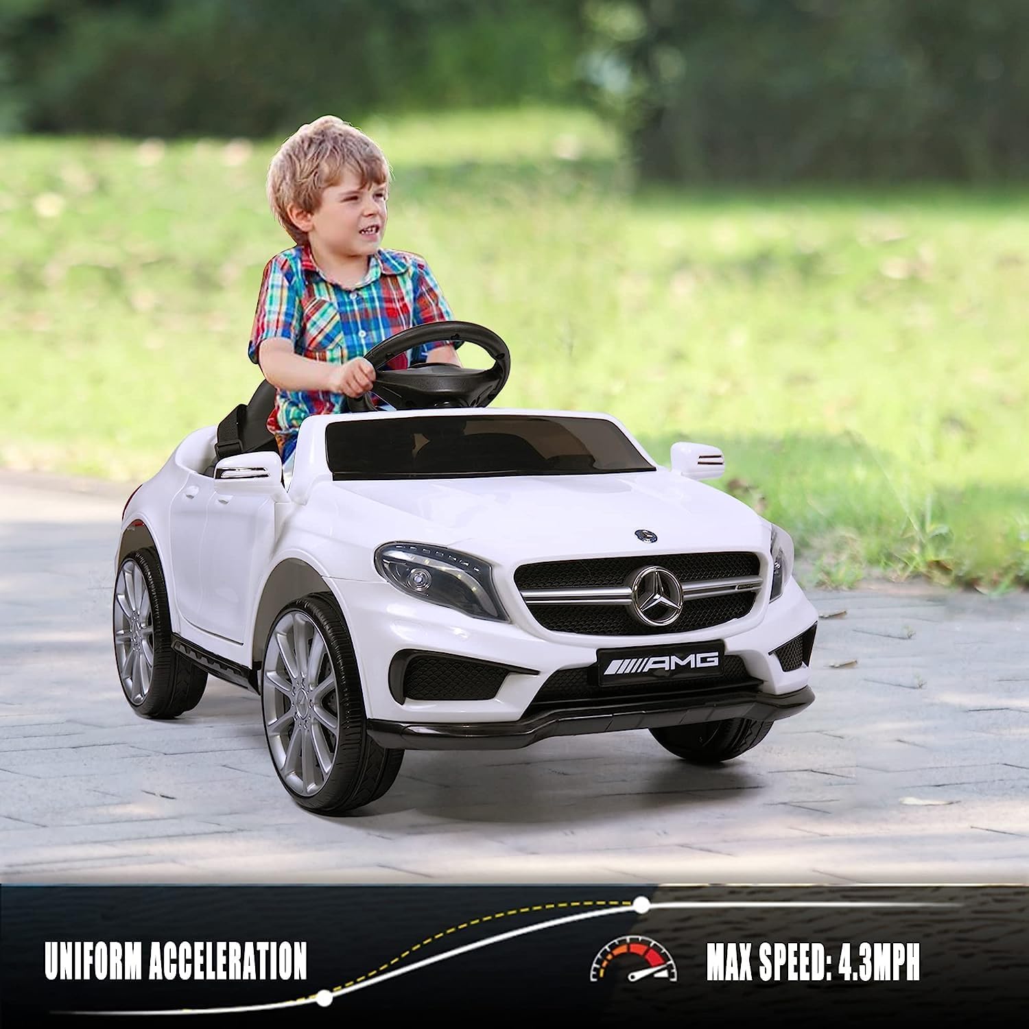 TOBBI Licensed Mercedes Benz Electric Ride-On Car for Kids - Toddler Electric Vehicle with Parental Remote Control, Double Doors, 5-Point Safety Belt & LED Lights - Perfect Birthday Gift for Boys & Girls Ages 3-8 (Indoor/Outdoor Play)