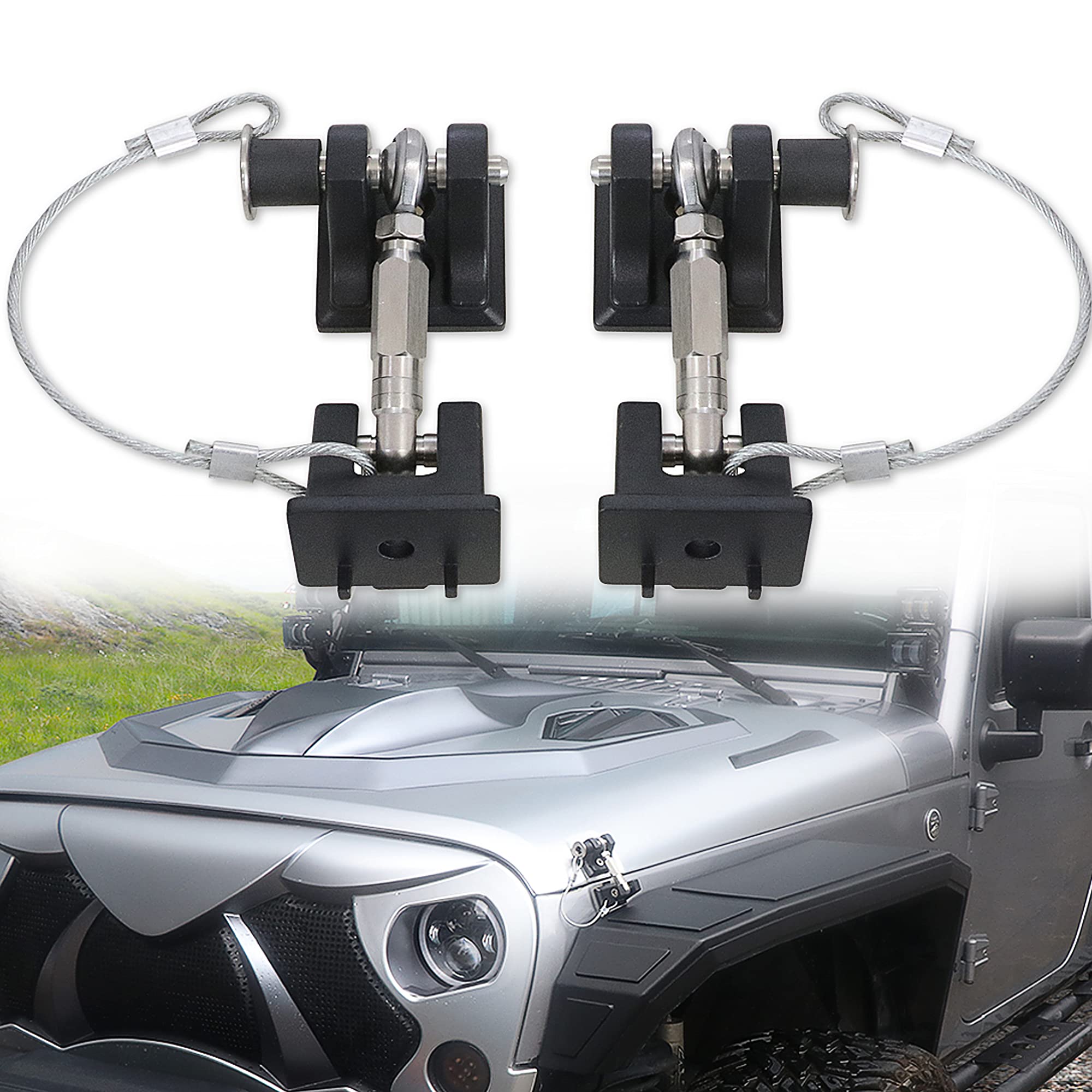 Jeep Wrangler JK Hood Latches (2007-2018) - Locking Aluminum Hood Latch Pair for JK Unlimited Sahara - Eliminates Hood Flutter - Durable Off-Road Accessory for Jeep JK Models - Perfect for Trail Riding & Highway Driving