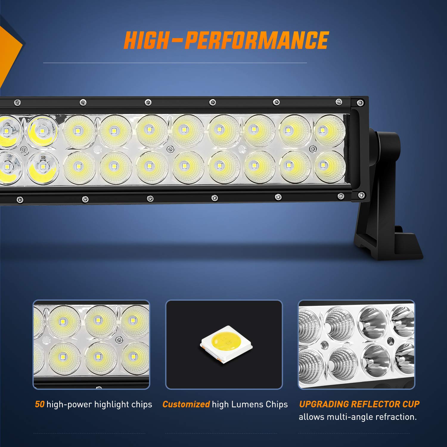 Nilight 15026C-A 52-Inch 300W LED Light Bar - Spot Flood Combo Off-Road Driving Light for Trucks, Boats, Jeeps & ATVs - Durable LED Work Light with 2-Year Warranty - Perfect for Off-Roading, Camping & Night Driving