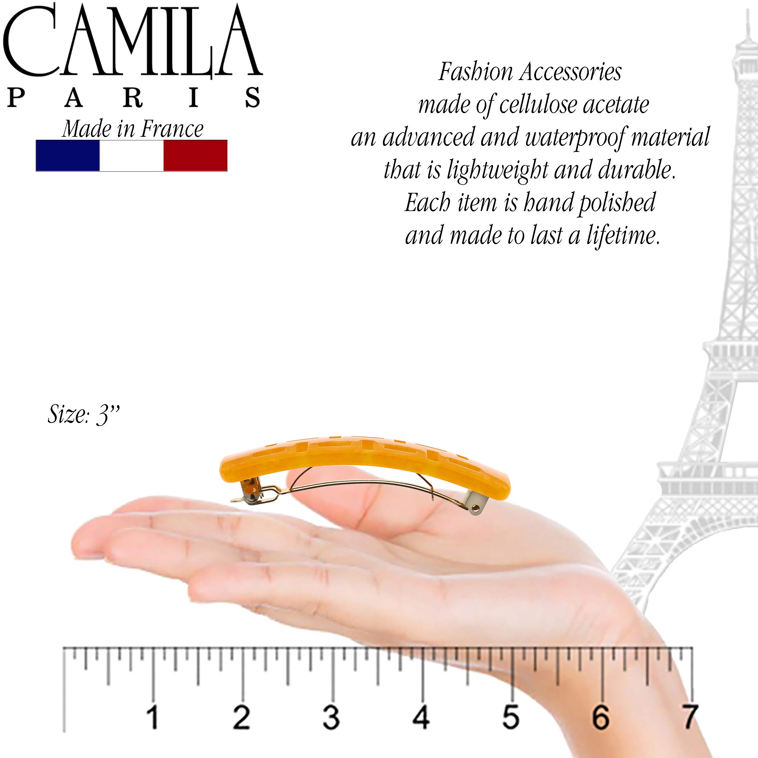 Camila Paris DG47 French Hair Barrette Clip for Girls & Women - Handmade in France, Strong Hold Grip, No Slip & Durable Hair Accessories - Perfect for School, Weddings & Everyday Styling