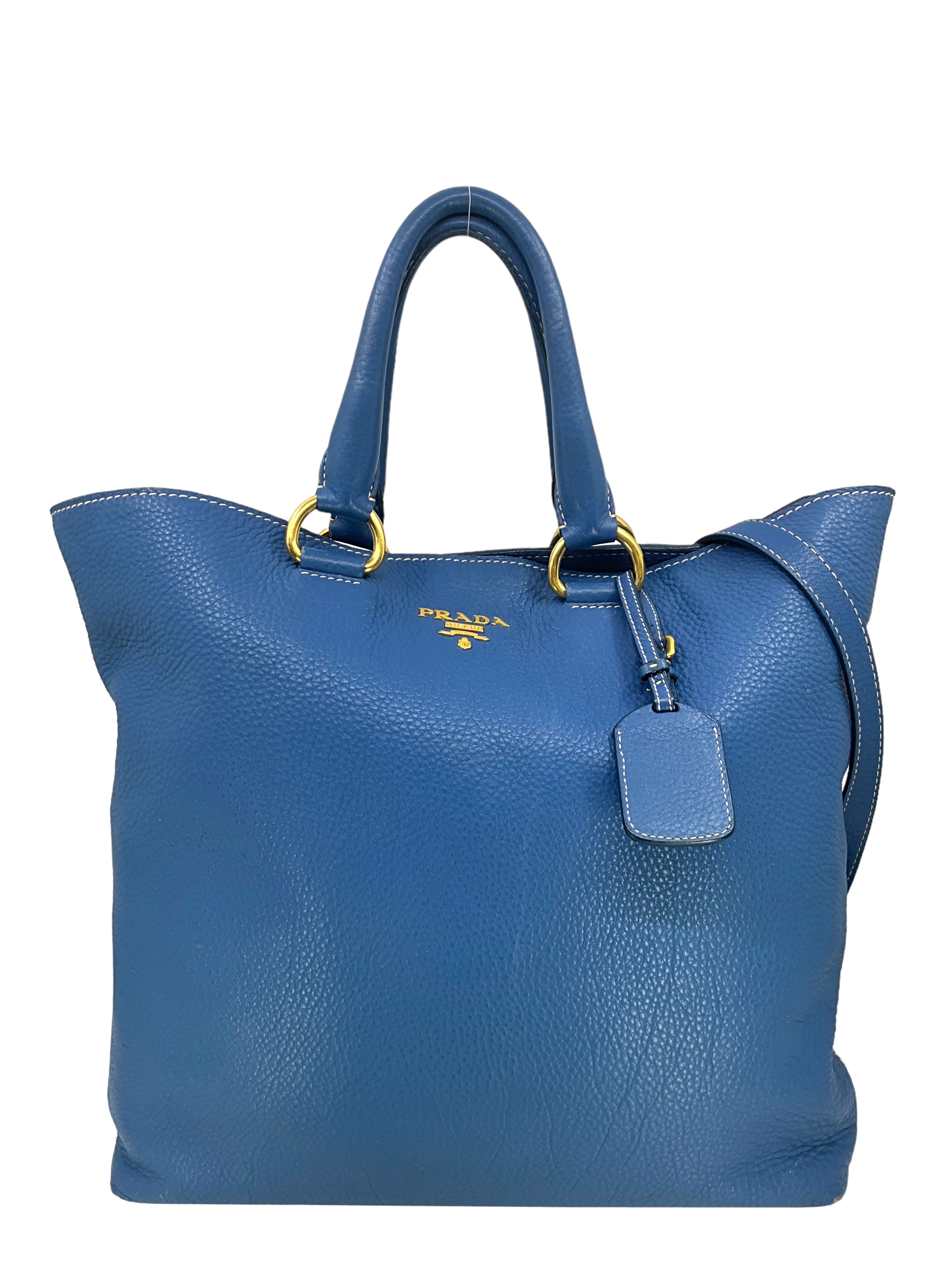 Prada Vitello Daino Open Shopper Tote Bag - Genuine Leather Luxury Handbag for Women, Spacious Work Tote with Top Handle - Perfect for Office, Travel & Everyday Use
