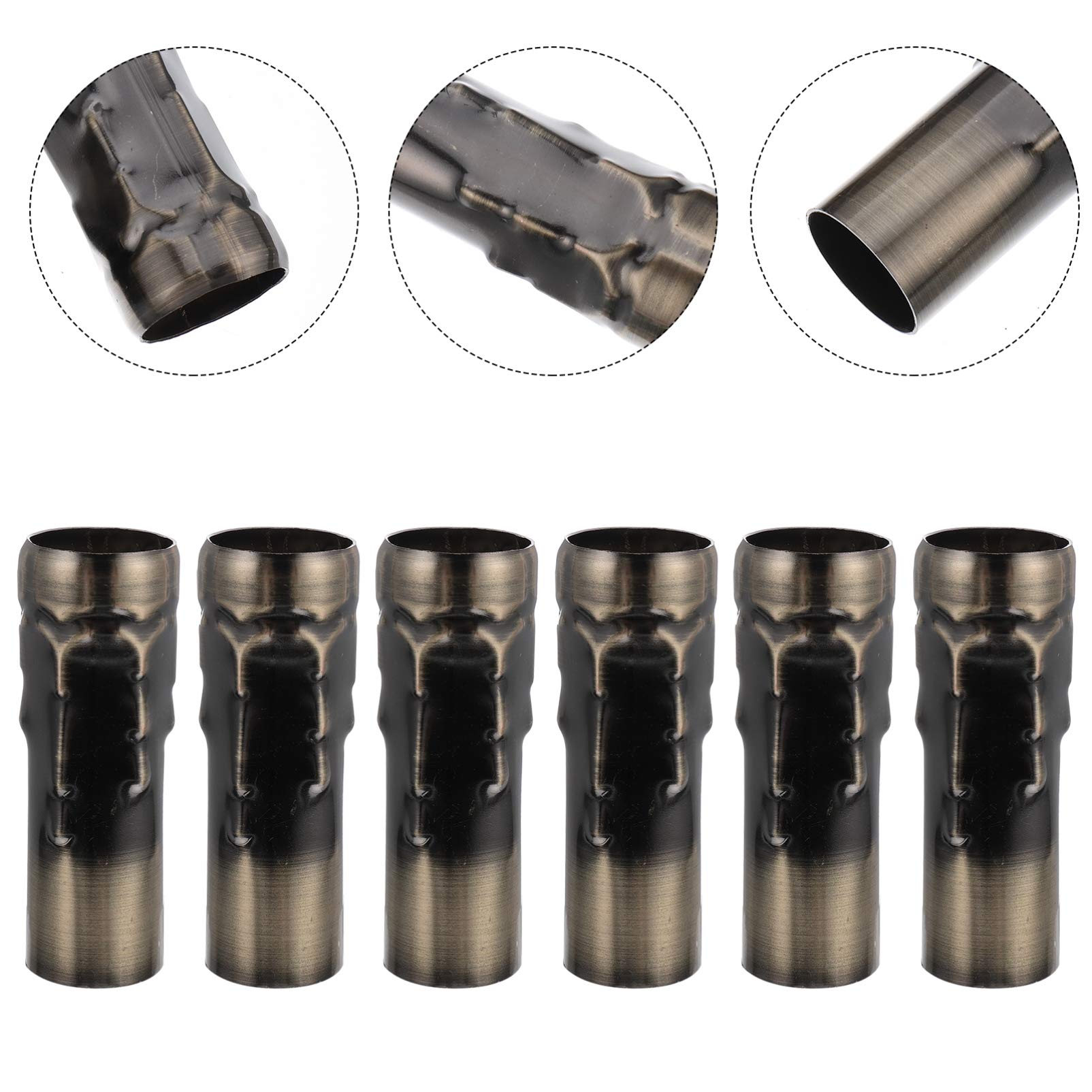 Uonlytech 6-Pack Outdoor Candle Light Bulb Covers - E14 Base 25x80mm Iron Tall Candle Sleeves for Chandeliers & Candelabras - Bronze Drip-Proof Socket Covers for Patio, Garden & Home Decor Lighting