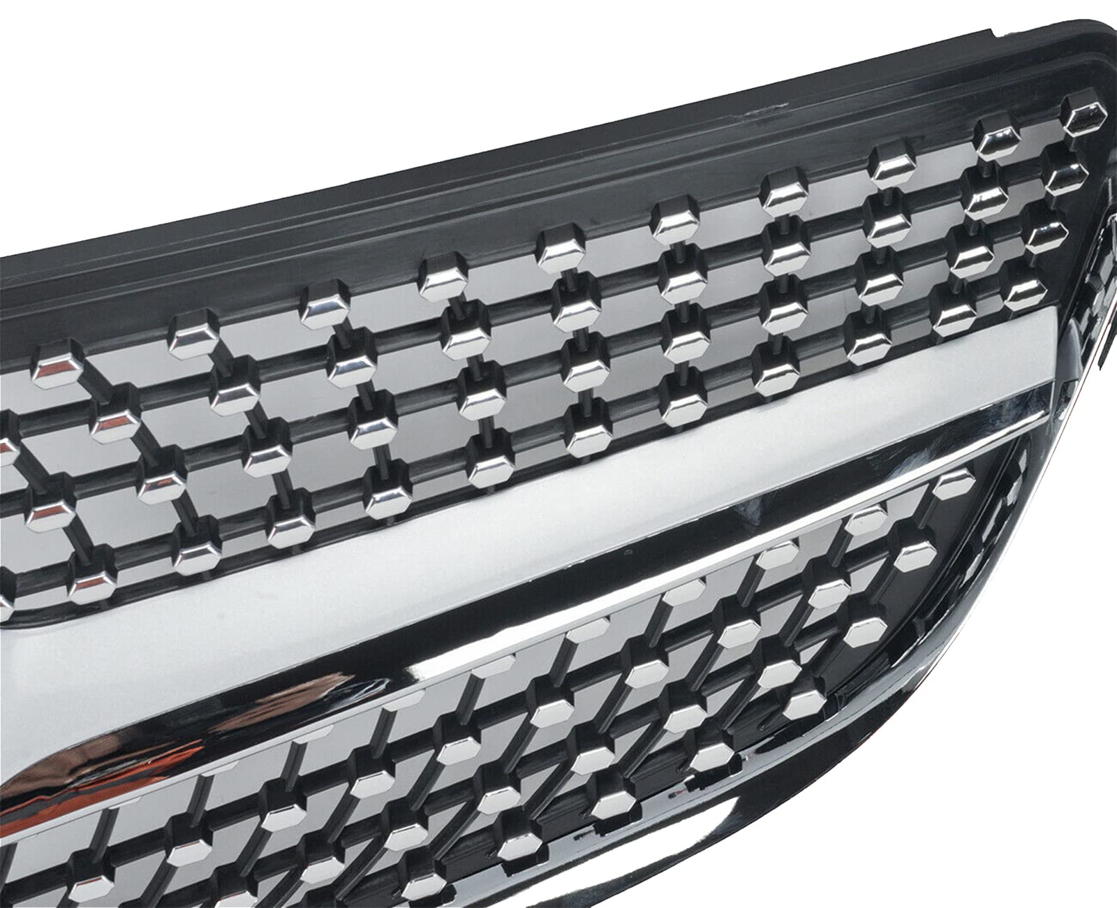 KARPAL Diamond Grille Grill for 2014-2017 Mercedes Benz W207 E-Class Coupe - Silver Chrome Mesh Front Bumper Replacement | Enhances Luxury Style for Car Shows & Daily Driving