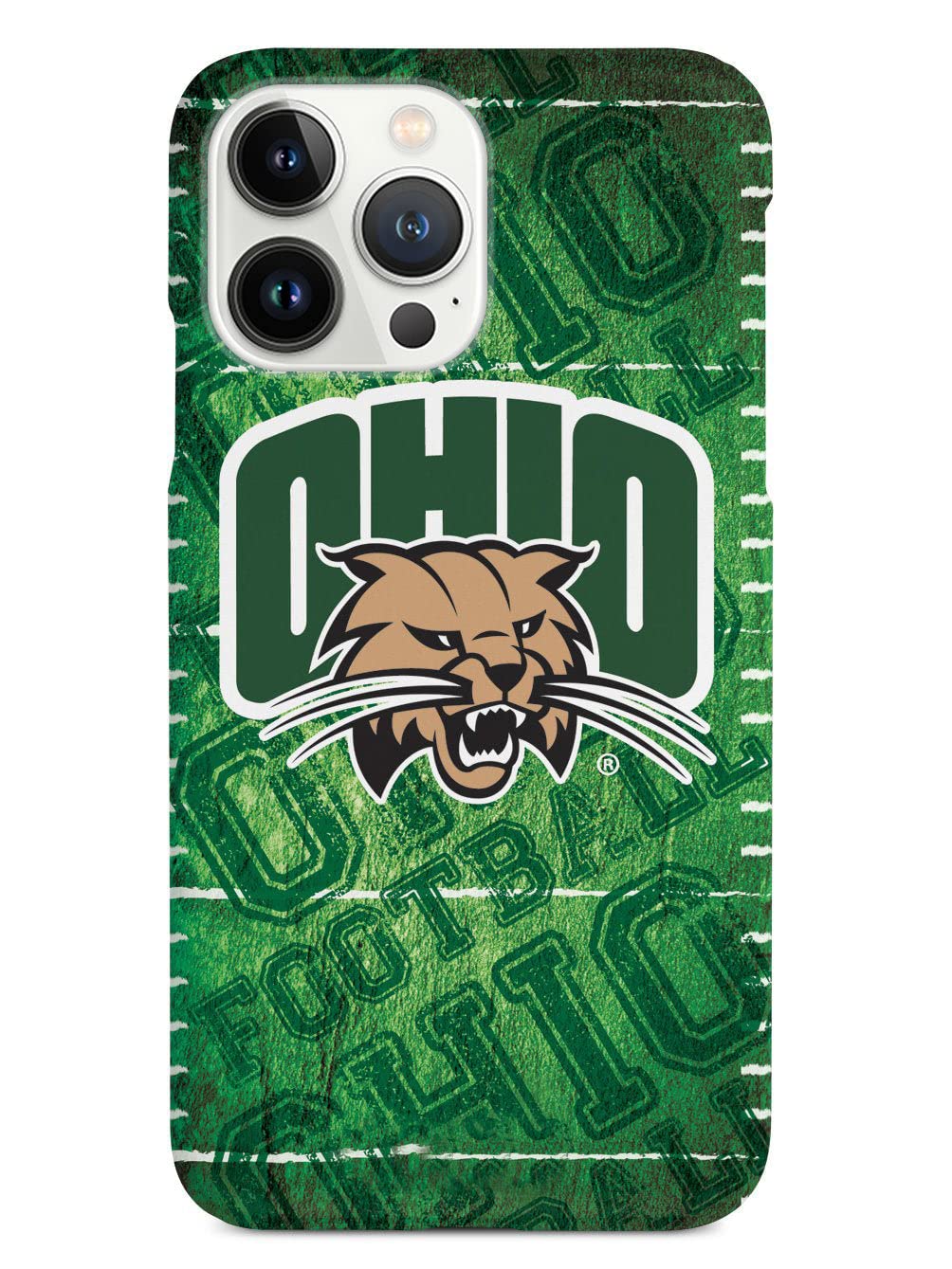 3D Textured iPhone 15 Pro Max Case with Rubber Bumper - Protective Phone Cover for Apple iPhone 15 Pro Max - Ohio University Bobcats Football Design - Perfect for Fans, Students & Game Day Protection