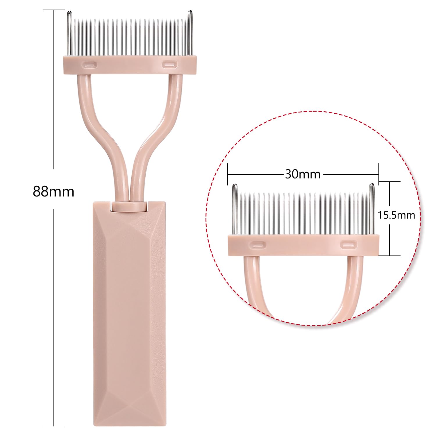 Eyelash Comb Separator - Arc Designed Lash Definer & Mascara Comb Applicator with Cover - Eye Makeup Brush Tool (Naked Pink) for Perfect Lash Separation & Clump-Free Mascara Application