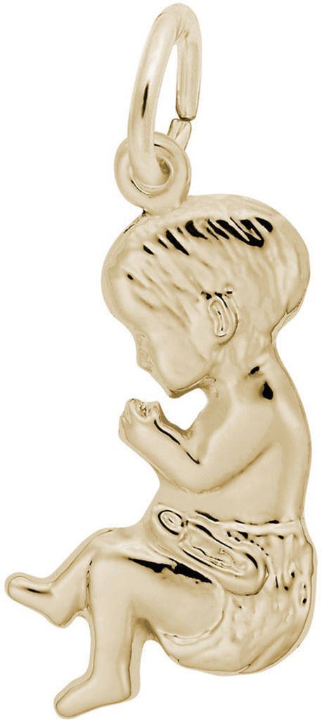 Rembrandt Sterling Silver Newborn Baby Charm Pendant - Perfect for Christening Gifts, Baby Shower Favors & First Birthday Keepsakes