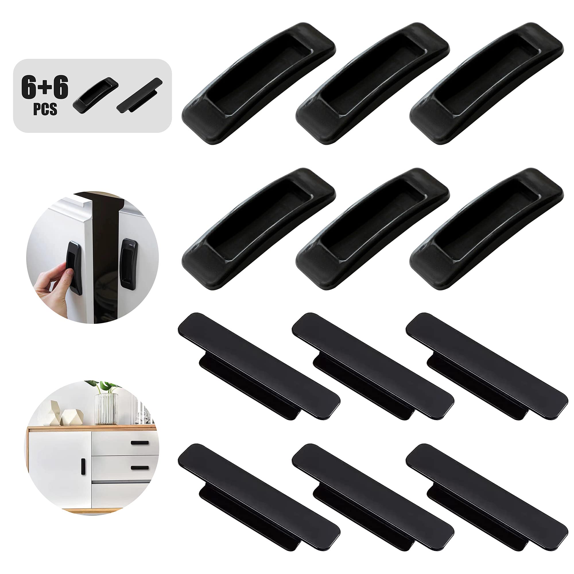 Self-Adhesive Handles - Multipurpose Non-Slip Knobs for Cabinets, Drawers, Windows & Doors (12 Pack) - Easy Pull Push Sliding Helper for Wardrobes, Cupboards & Dressers - Ideal for Elderly & Disability Assistance