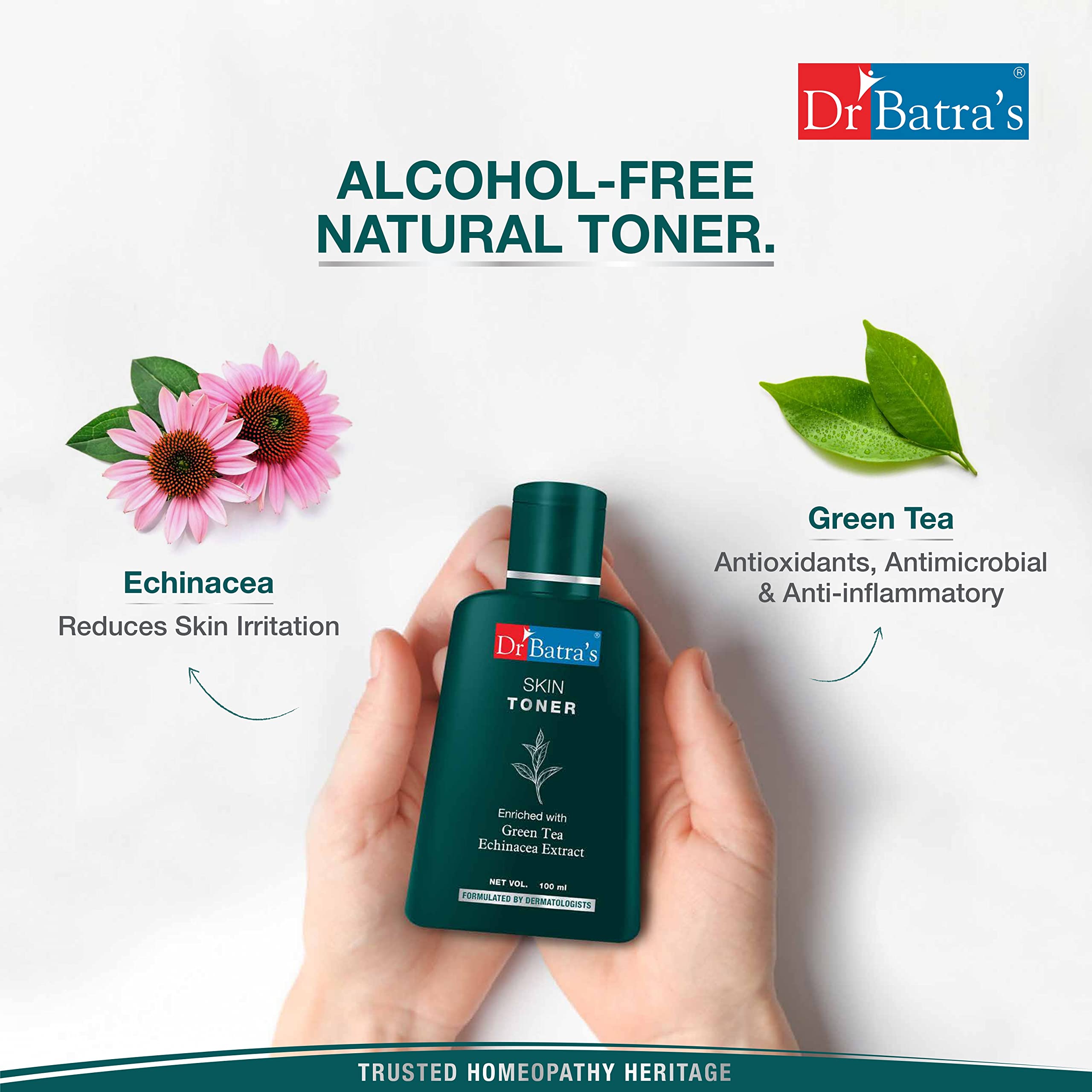 Dr. Batra's Intense Moisturizing Cream with Natural Echinacea & Vitamin E (100g) + Skin Toner (100ml) - Hydrating Face Moisturizer for Dry Skin - Daily Skincare Routine for Women & Men