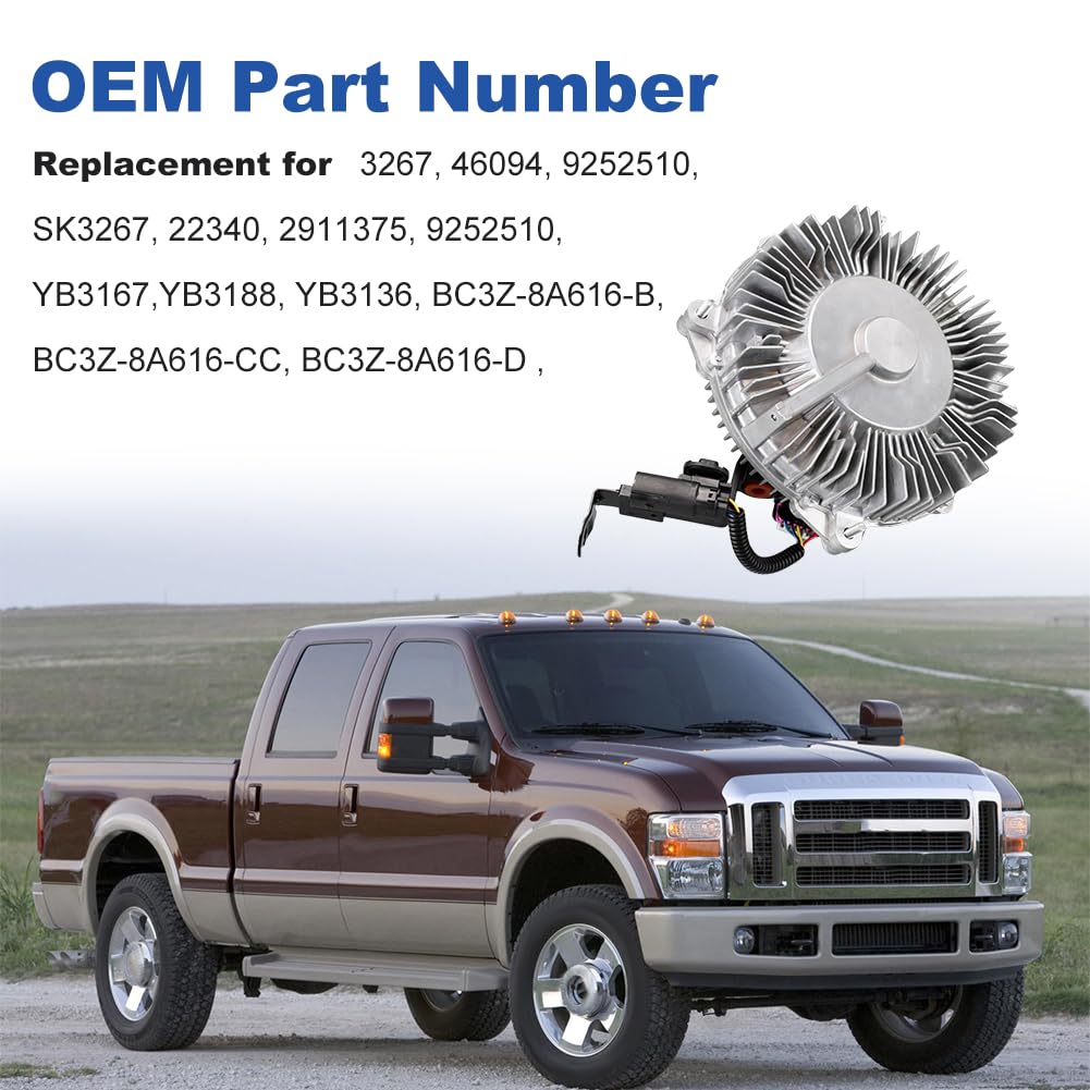 High Performance Cooling Radiator Fan Clutch Replacement for Ford F-250 F-350 F-450 F-550 Super Duty 2011-2019 | Compatible with 6.7L V8 Diesel Engine | Direct Fit for BC3Z8A616D | Perfect for Off-Roading, Towing & Heavy Duty Use