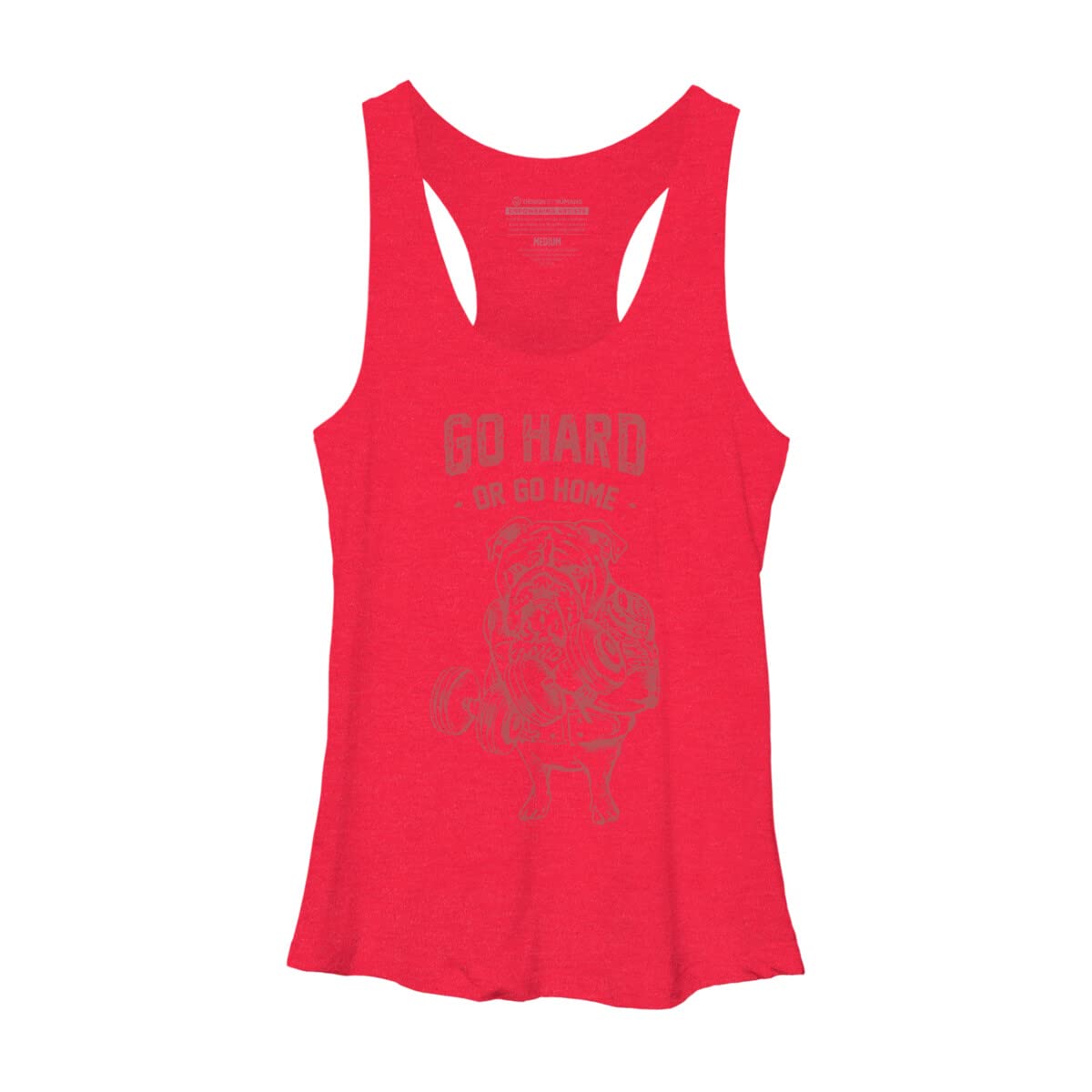 Design By Humans Women's Go Hard or Go Home English Bulldog Graphic Racerback Tank Top - Soft Athletic Workout Shirt for Gym, Running & Casual Wear