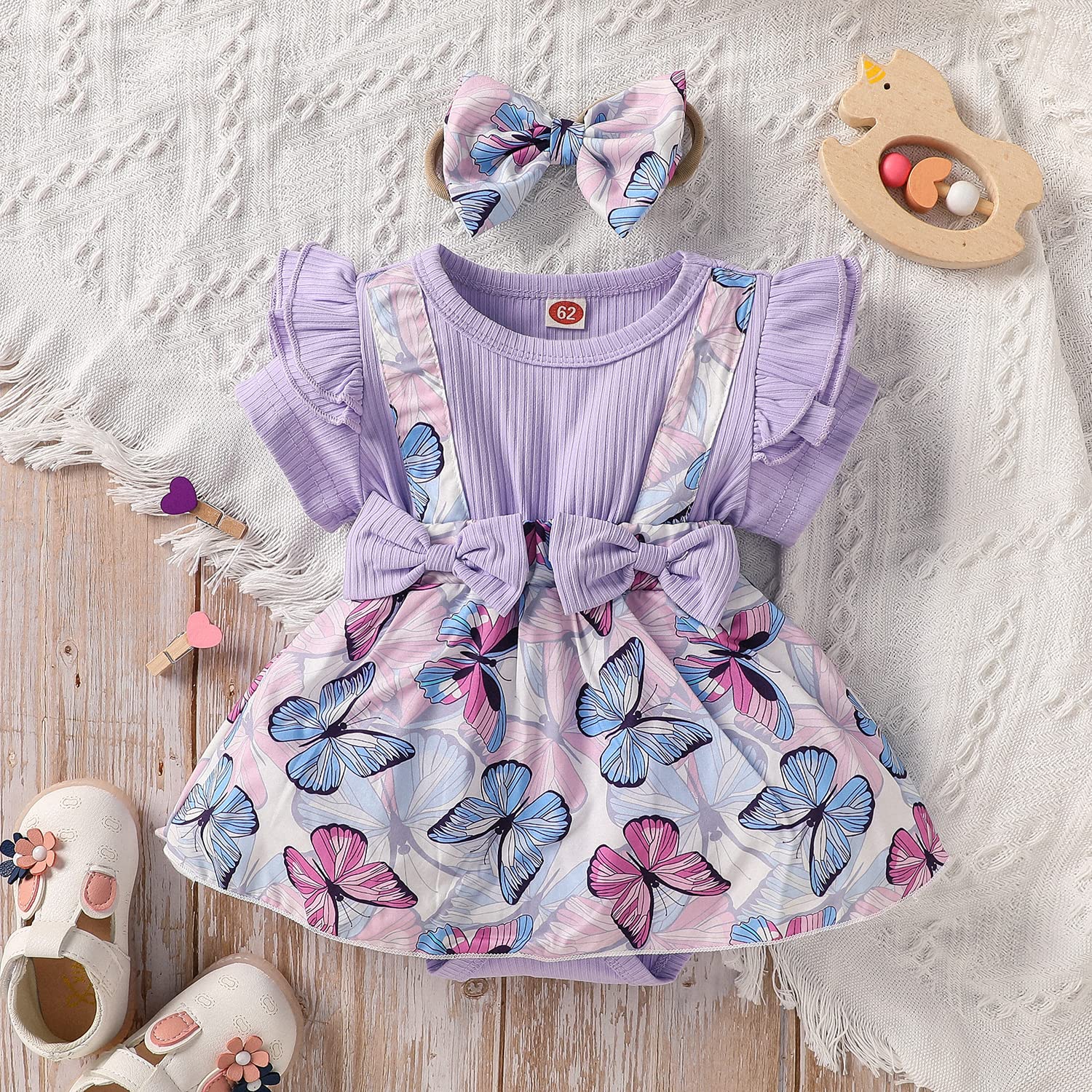 Christmas Baby Girl Clothes - Long Sleeve Floral Romper Dress & Bodysuit Outfit for Infant Girls | Fall & Holiday Season Outfits for Photos, Parties & Family Gatherings
