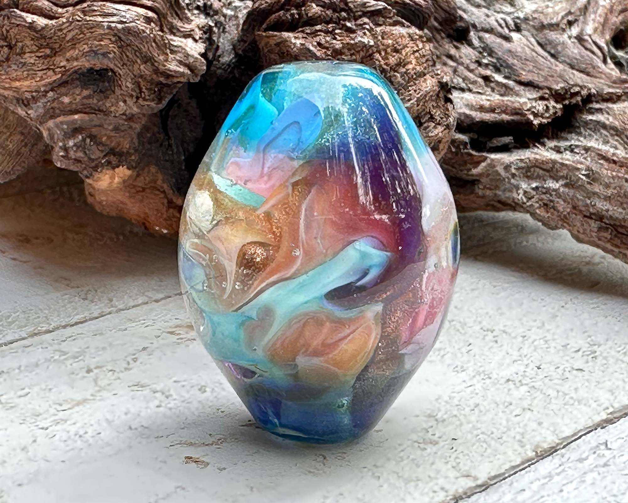 Handmade Caribbean Carnival Lampwork Glass Focal Bead SRA - Perfect for Jewelry Making, DIY Crafts, and Beading Projects