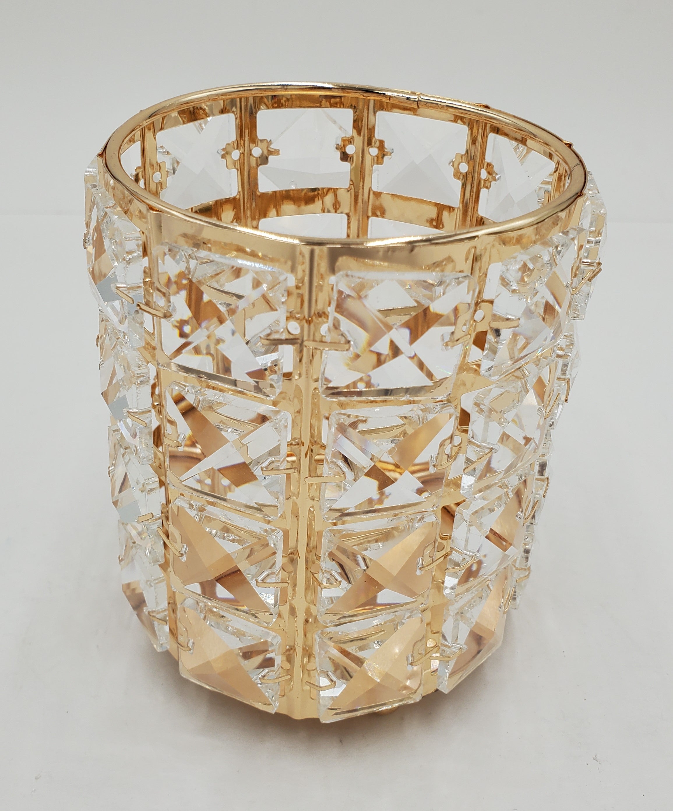 3.5x4.25 Inch Gold Glass Candle Holder with Decorative Stones - Elegant Home Decor for Weddings, Parties & Romantic Ambiance