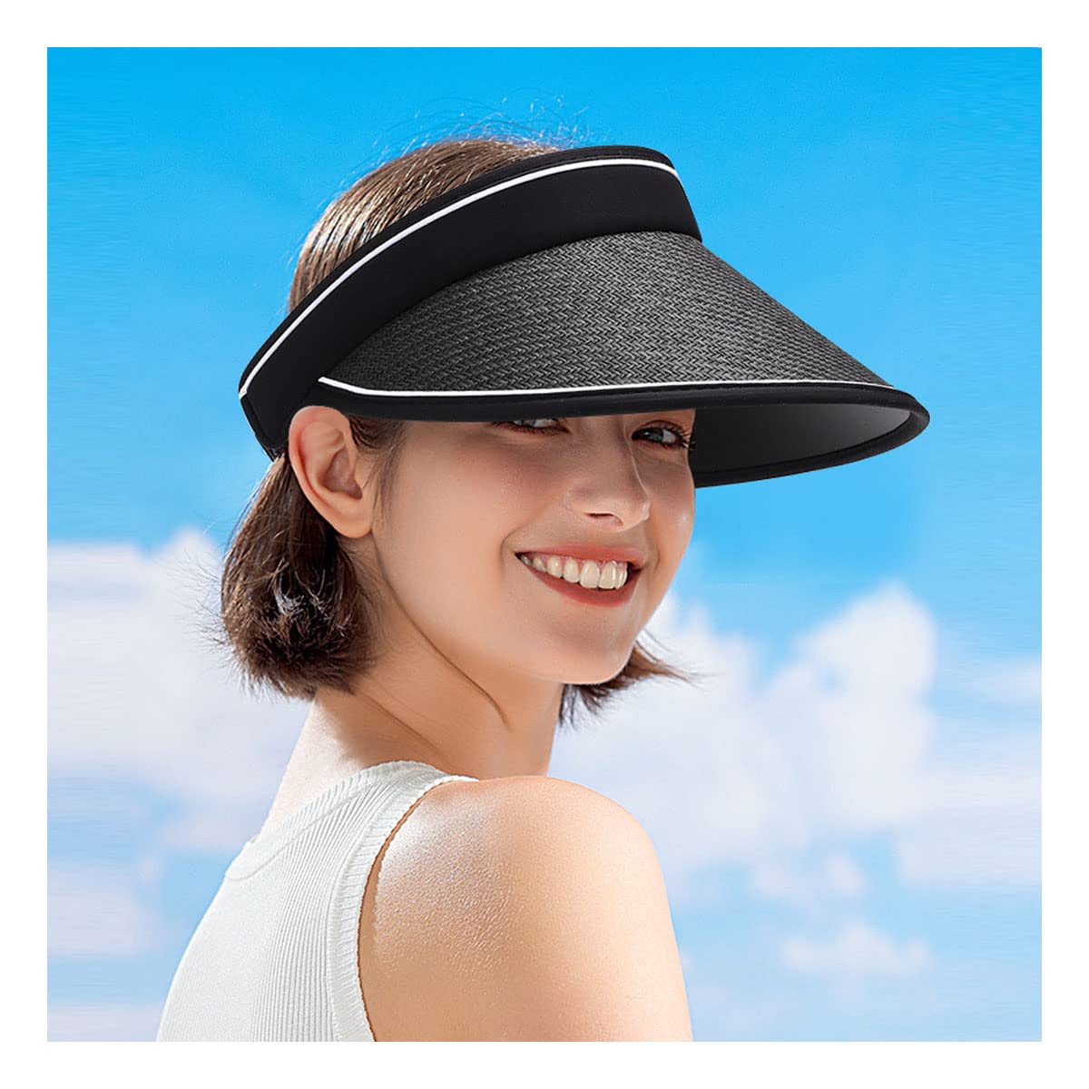Miekeits Women's Wide Brim Sun Visor Hat - Adjustable Summer Beach Cap for Golf, Tennis & Outdoor Sports | UV Protection Sun Hat for Women's Active Lifestyle