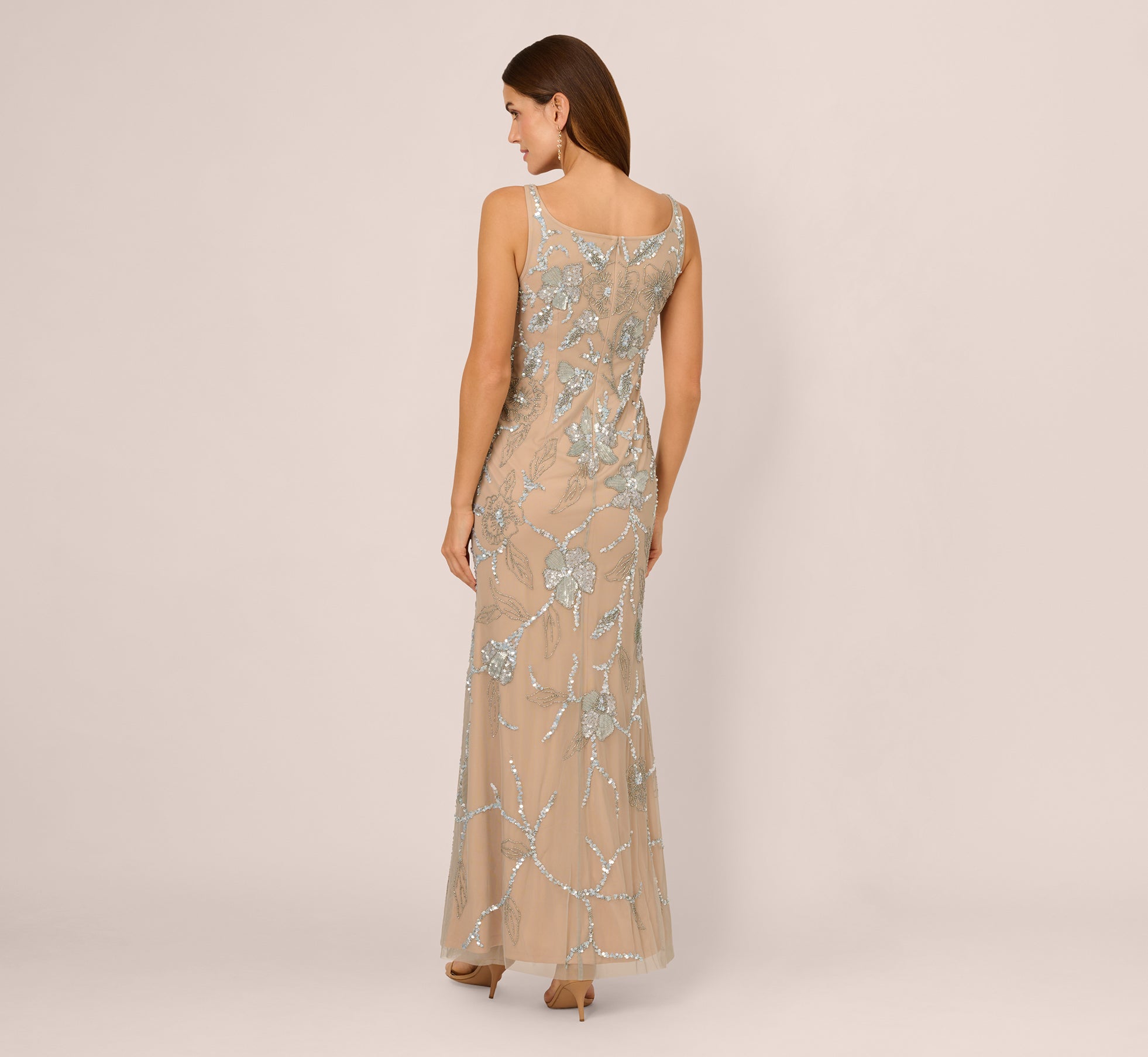 Frosted Sage Sleeveless Square Neck Beaded Mermaid Gown - Elegant Formal Dress for Prom, Evening Gala & Special Occasions