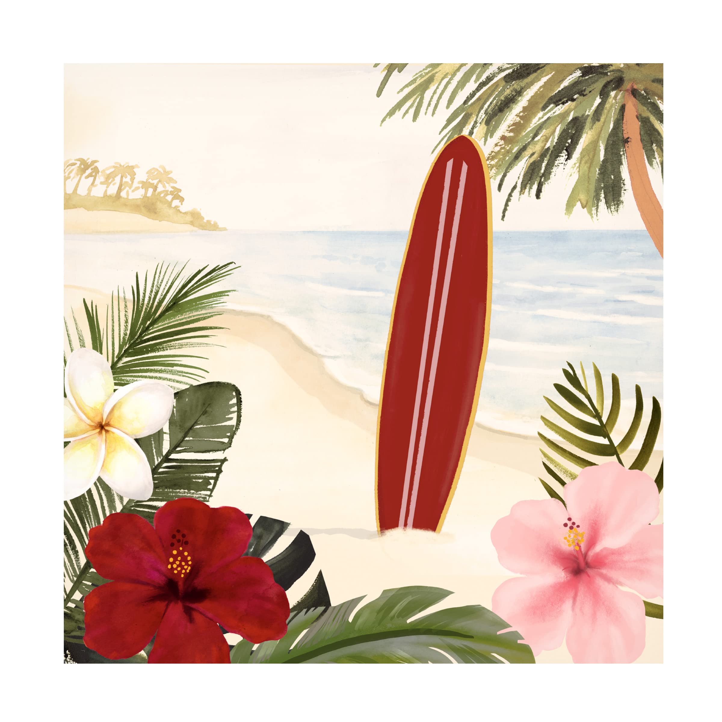 Victoria Borges 'Aloha II' Canvas Wall Art Print - Tropical Beach Landscape Painting for Living Room, Bedroom & Office Decor