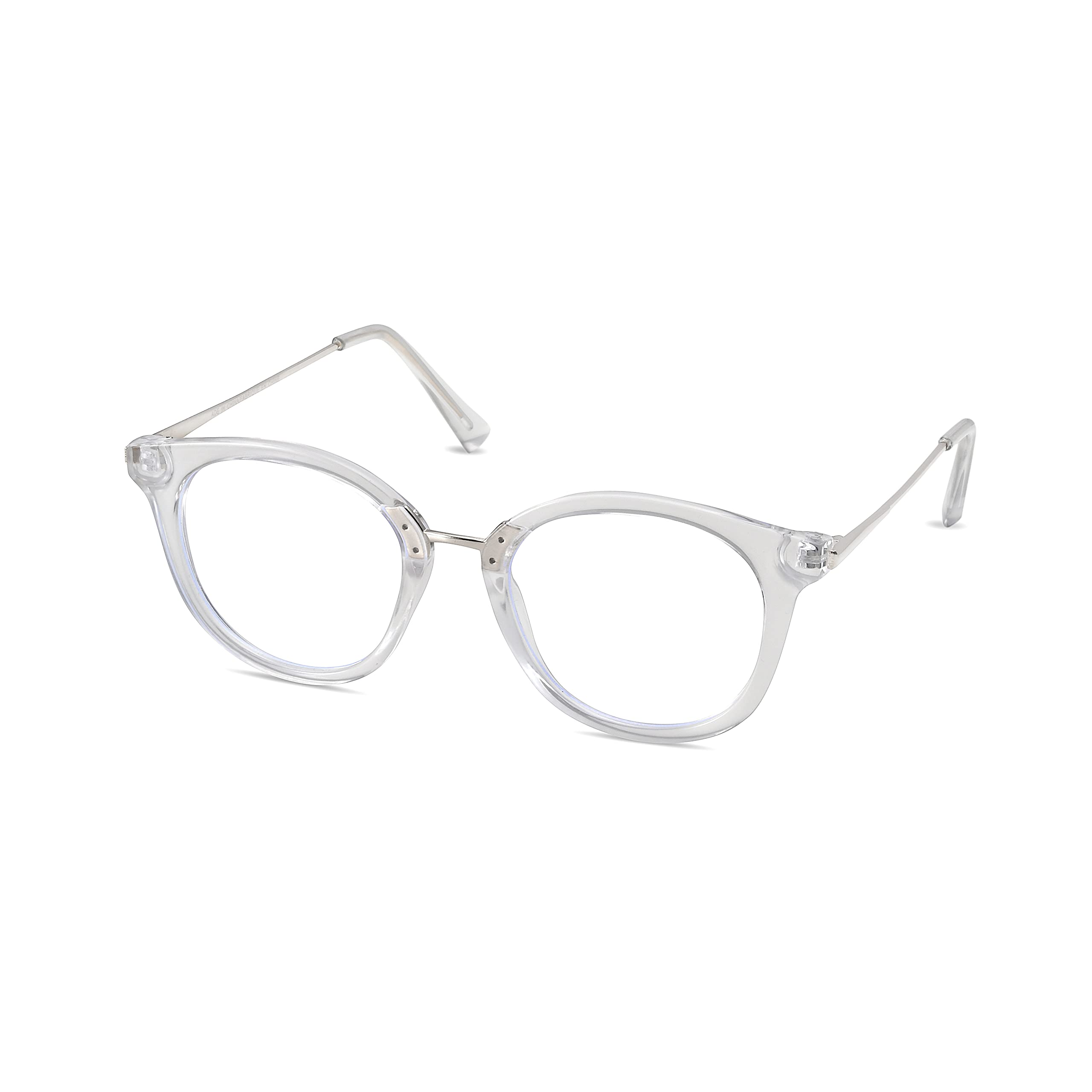Shiloh Blue Light Blocking Glasses - UV & Blue Light Filter for Computer & Gaming - Anti-Glare Round Frame (Clear Gold) - Reduce Digital Eye Strain - Non-Prescription Trendy Eyewear - Perfect for Office Work, Online Classes & Nighttime Screen Use