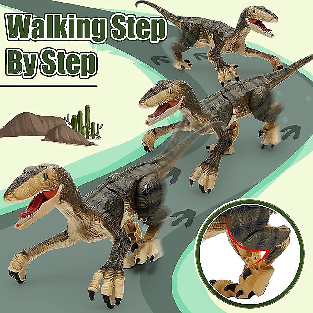 Mini Tudou Remote Control Dinosaur Toy - 2.4Ghz LED Velociraptor Robot with Realistic Sounds & Walking Action, Electronic RC Dinosaur for Boys Kids Ages 5-9 | Perfect for Birthday Gifts, STEM Learning & Indoor/Outdoor Playtime