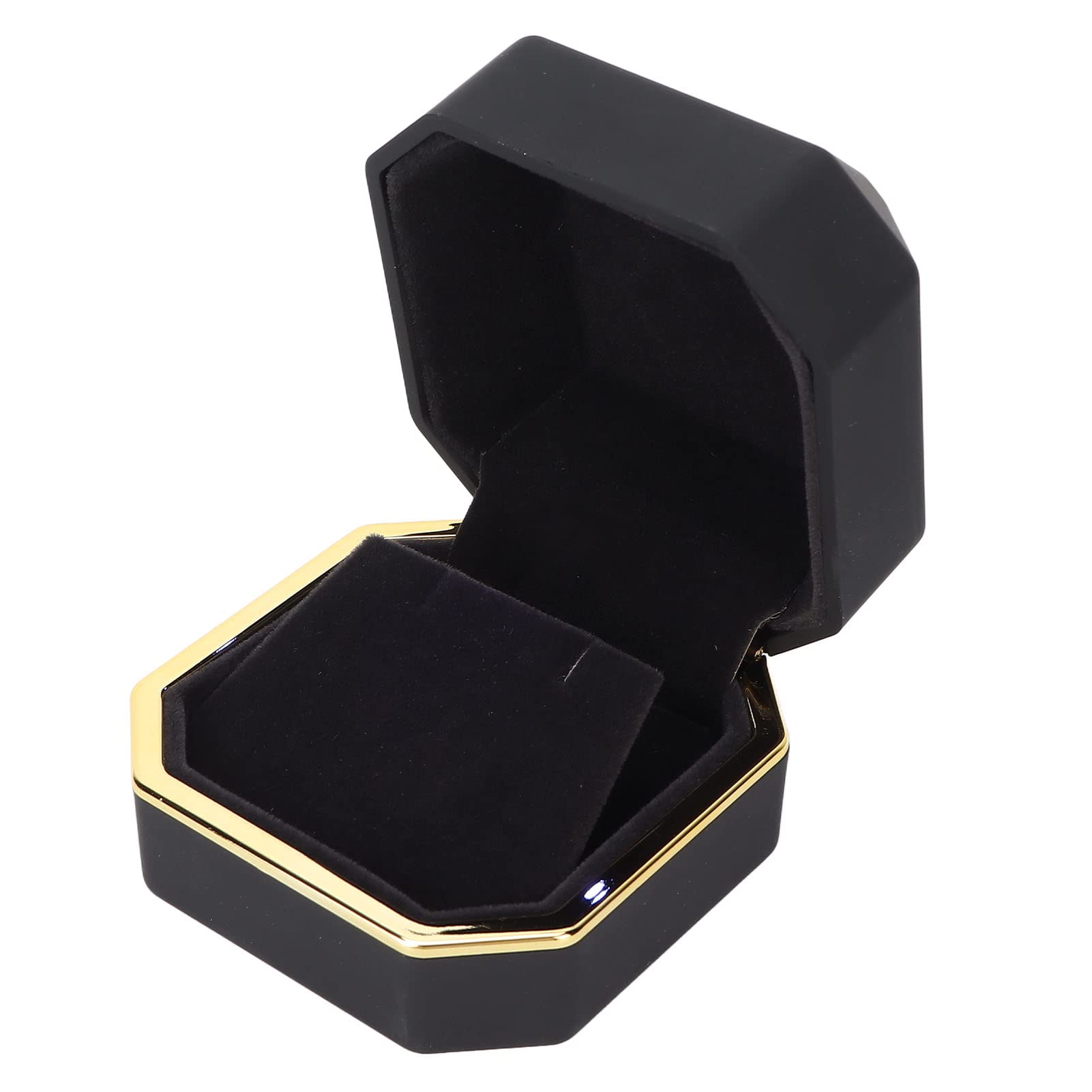 Elegant LED Lighted Jewelry Gift Box with Flocking Lining - Perfect for Ear Stud Storage & Proposal Gifts (Black) | Great for Wedding, Anniversary & Valentine's Day Presents