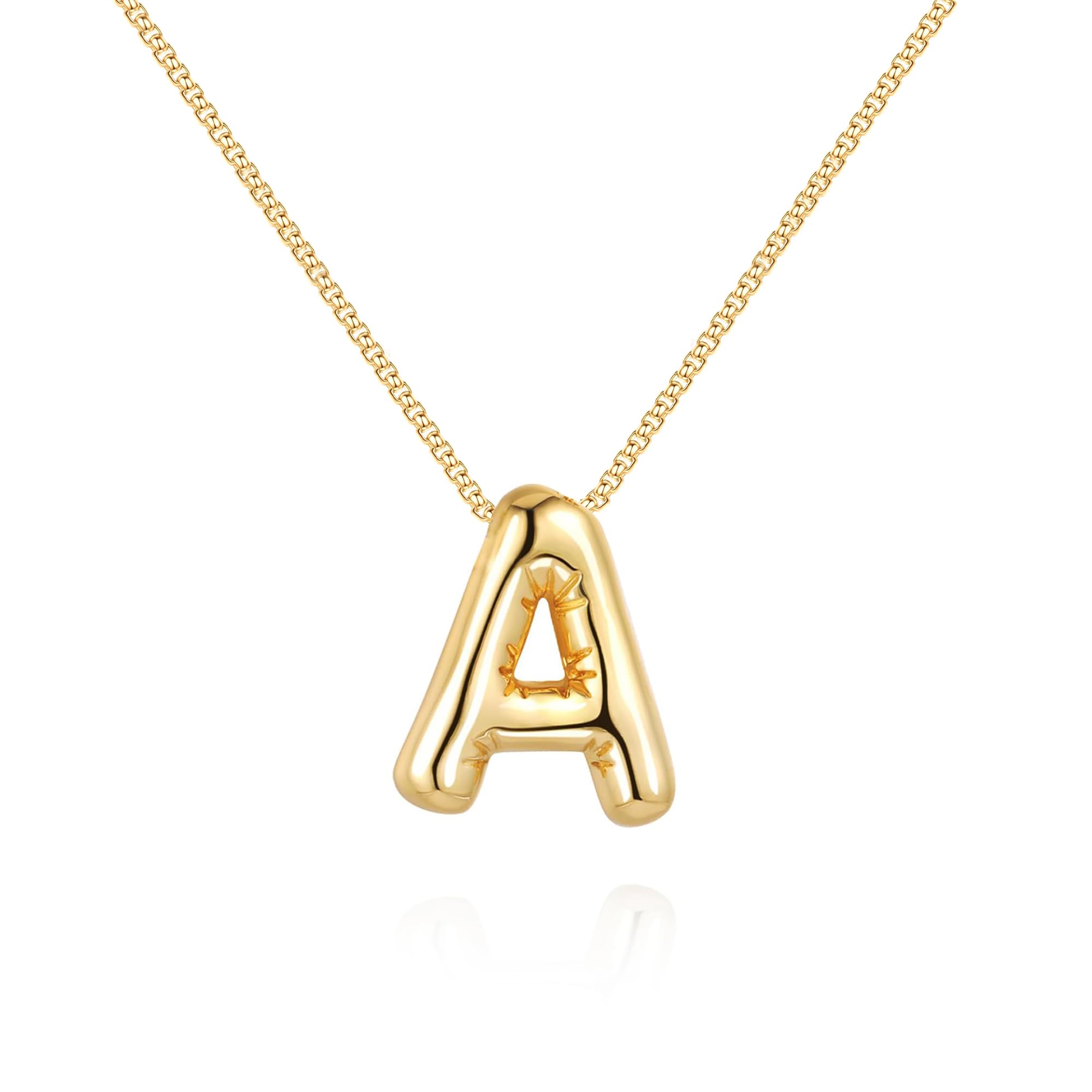 BAYLAY 18K Gold Filled Bubble Letter Necklace for Women - Personalized Initial Pendant, Dainty Balloon Alphabet Jewelry Gift for Her | Perfect for Birthdays, Anniversaries, and Everyday Elegant Style