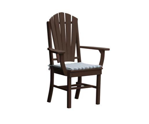 A&L Furniture Adirondack Dining Chair with Arms - Outdoor Patio, Garden, Poolside & Backyard Relaxation - Weather-Resistant Wood Dining Chairs for Comfortable Seating