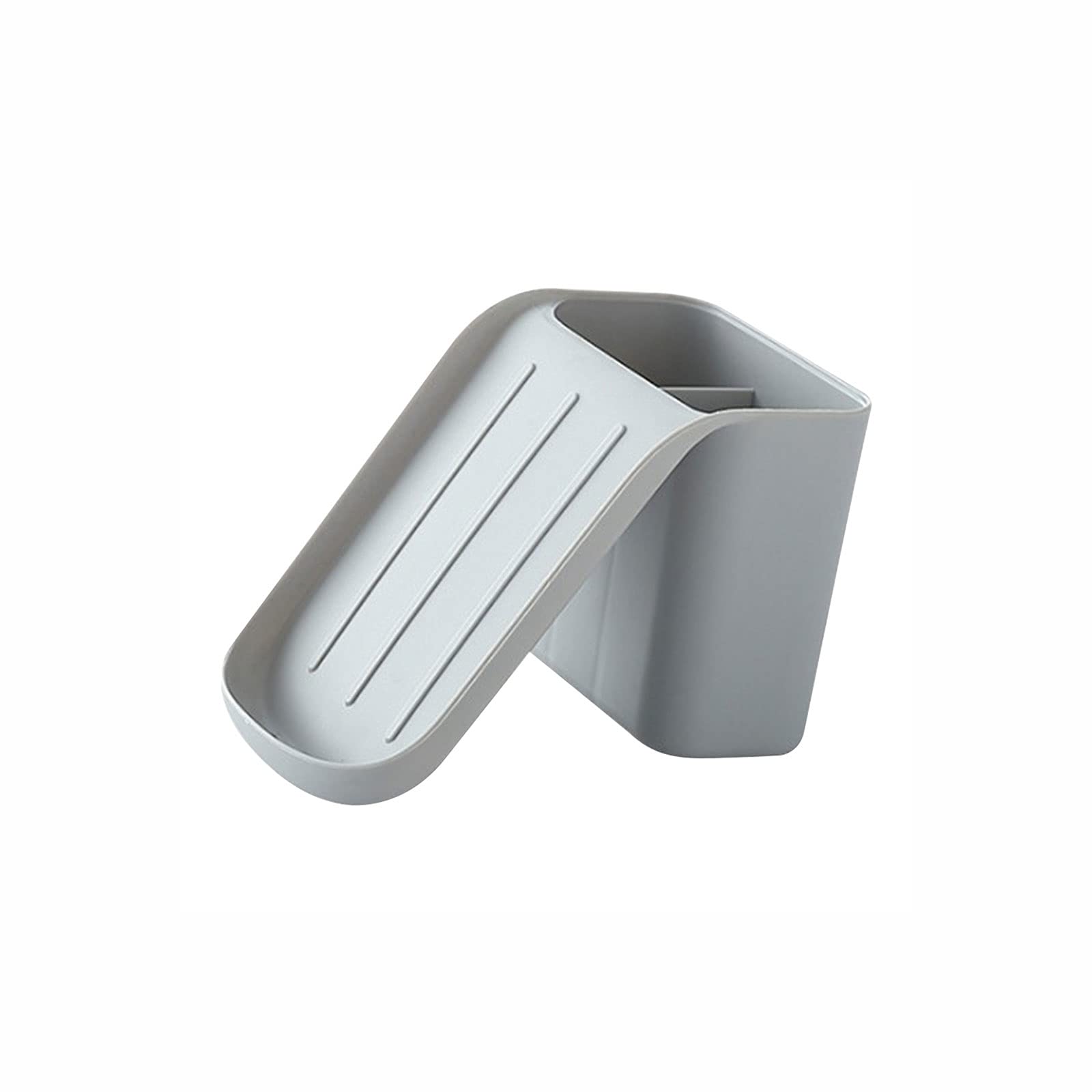 SHKI Double Layer Soap Holder with Suction Cup - Bathroom & Kitchen Soap Dish Organizer, Soap Storage Basket Stand Rack for Shower, Sink Counter - Gray