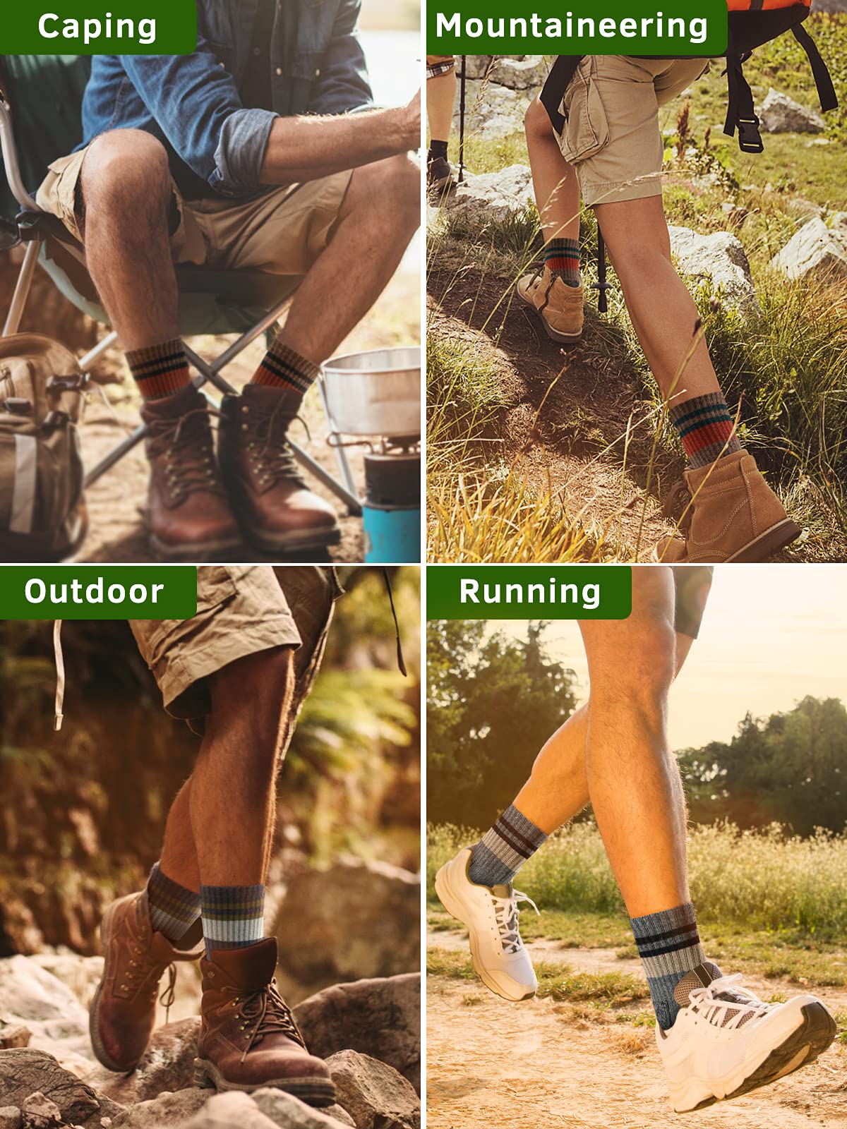 DOKUTOKU Men's Hiking Socks - Moisture Wicking Cushioned Crew Socks for Outdoor, Trekking & Athletic Boots - Perfect for Hiking, Camping & Mountain Climbing