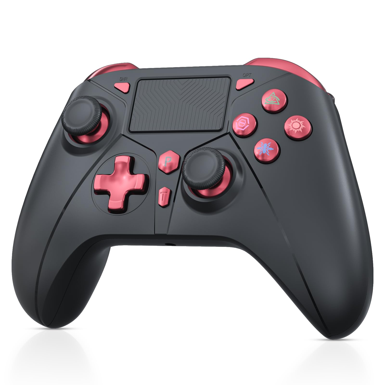 Gamrombo Wireless Controller for PS4 - Compatible with Sony PS4, PS4 Slim, PS4 Pro, PS3, Nintendo Switch & Windows PC - Dual Shock Gamepad with Turbo, Macro Function & 3.5mm Audio Jack - Perfect for Gaming, Streaming & Multiplayer Sessions