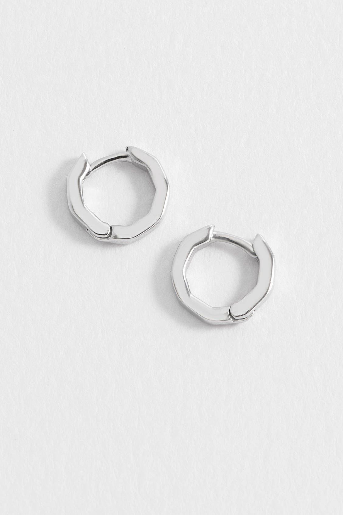 Men's Octagon Huggie Hoop Earrings - Sterling Silver Geometric Minimalist Stud Earrings for Men | Perfect for Everyday Wear, Gifts & Casual Style