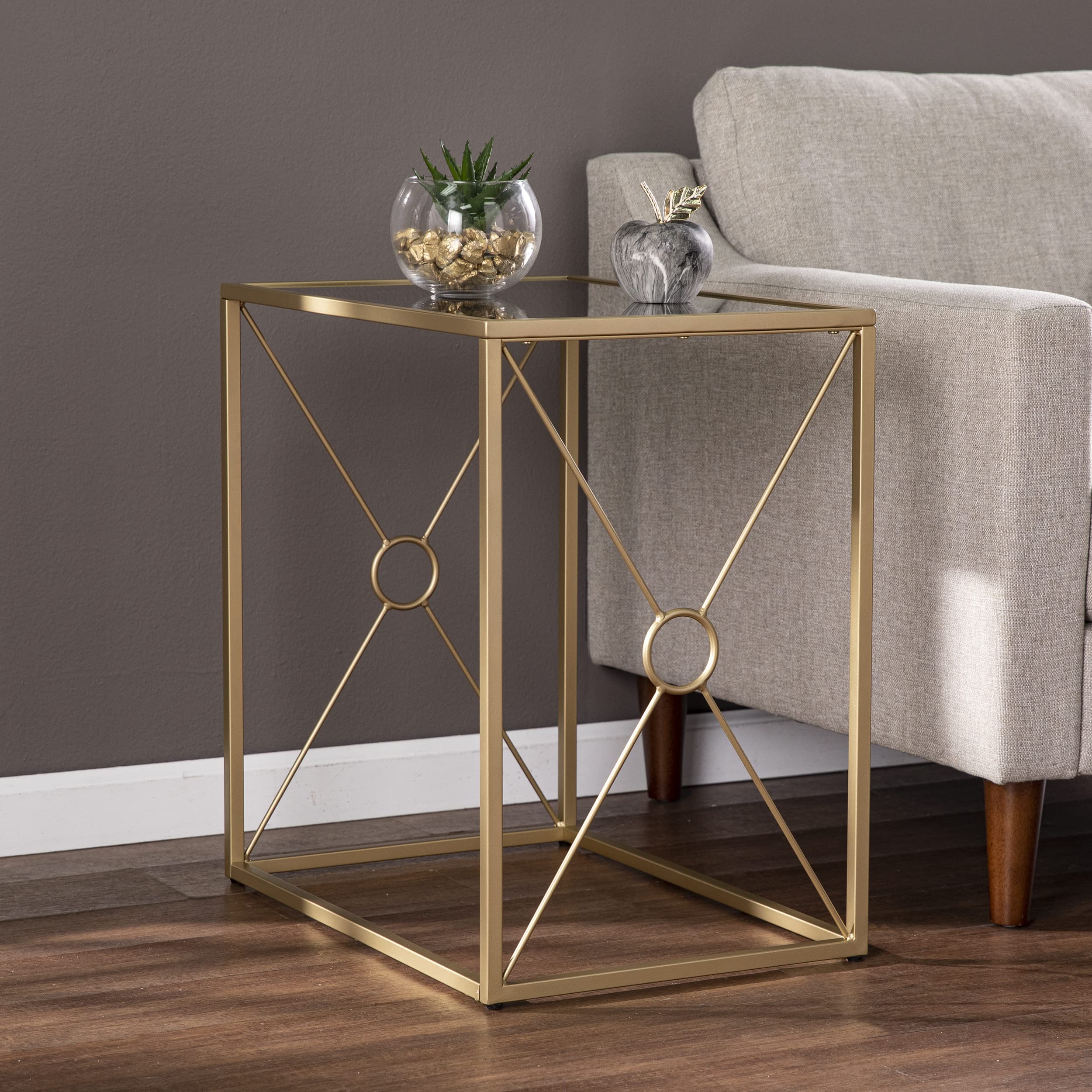 SEI Furniture Larden Table - 23 Inch Round Dining Table in Gold Finish | Perfect for Small Spaces, Breakfast Nooks & Modern Home Decor
