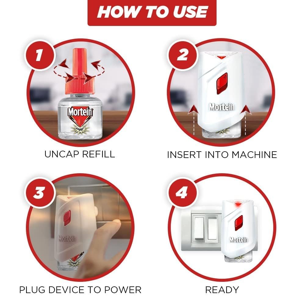 Mortein 45ml Mosquito Killer Refill & Machine Combo (2 Machines + 2 Refills) - Smartplus Insect Repellent for Dengue Protection | Liquid Mosquito Repellent for Home, Bedroom & Outdoor Use