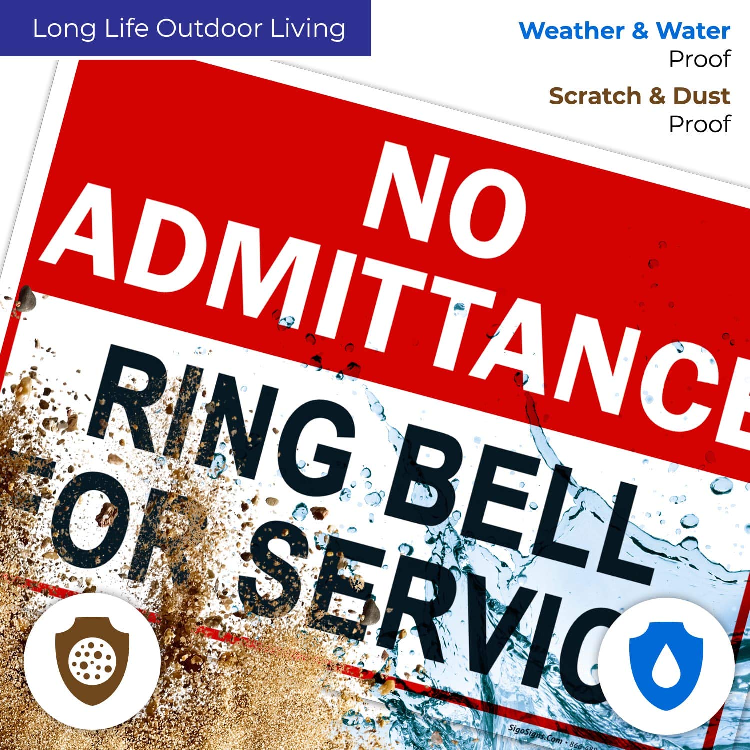 No Admittance Ring Bell for Service Sign - 10x7 Inches Rust-Free .040 Aluminum, Fade Resistant - Easy Mounting for Indoor & Outdoor Use - Made in USA - Perfect for Offices, Retail Stores & Restricted Areas