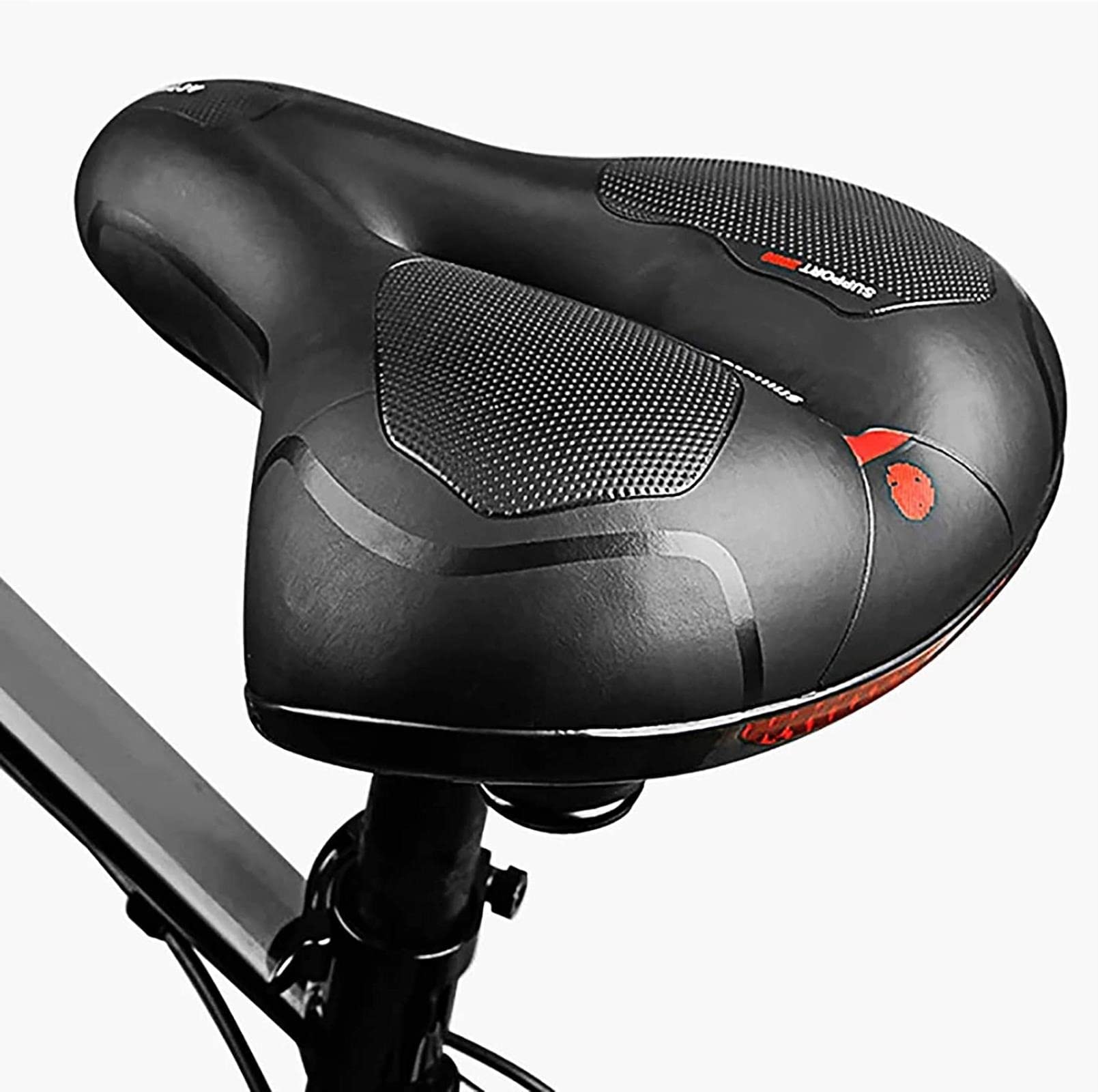 **JONOMD Comfortable Bike Seat for Women & Men - Soft High-Density Memory Foam Bicycle Saddle with Dual Spring Shock Absorption - Universal Fit for MTB, Mountain Bike, Folding Bike, City Bike & Exercise Bike - Perfect for Commuting, Leisure Rides & Indoor Cycling**