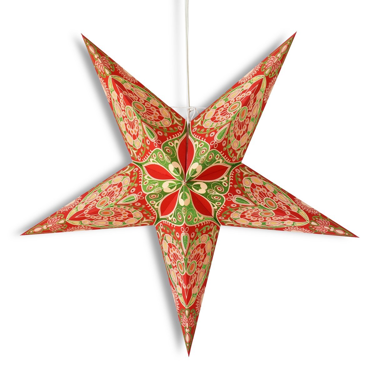 24 Pack Red Heart Glitter Paper Star Lanterns - Hanging Wedding Decorations, Party Supplies, Valentine's Day & Anniversary Decor - Perfect for Indoor & Outdoor Events