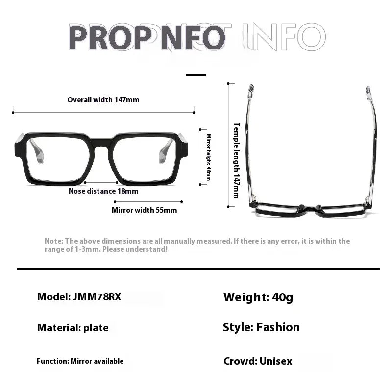 Aror Men's Full Rim Polygon Square Acetate Eyeglasses Frame 19578 - Stylish & Durable Eyewear for Work, Reading & Fashion