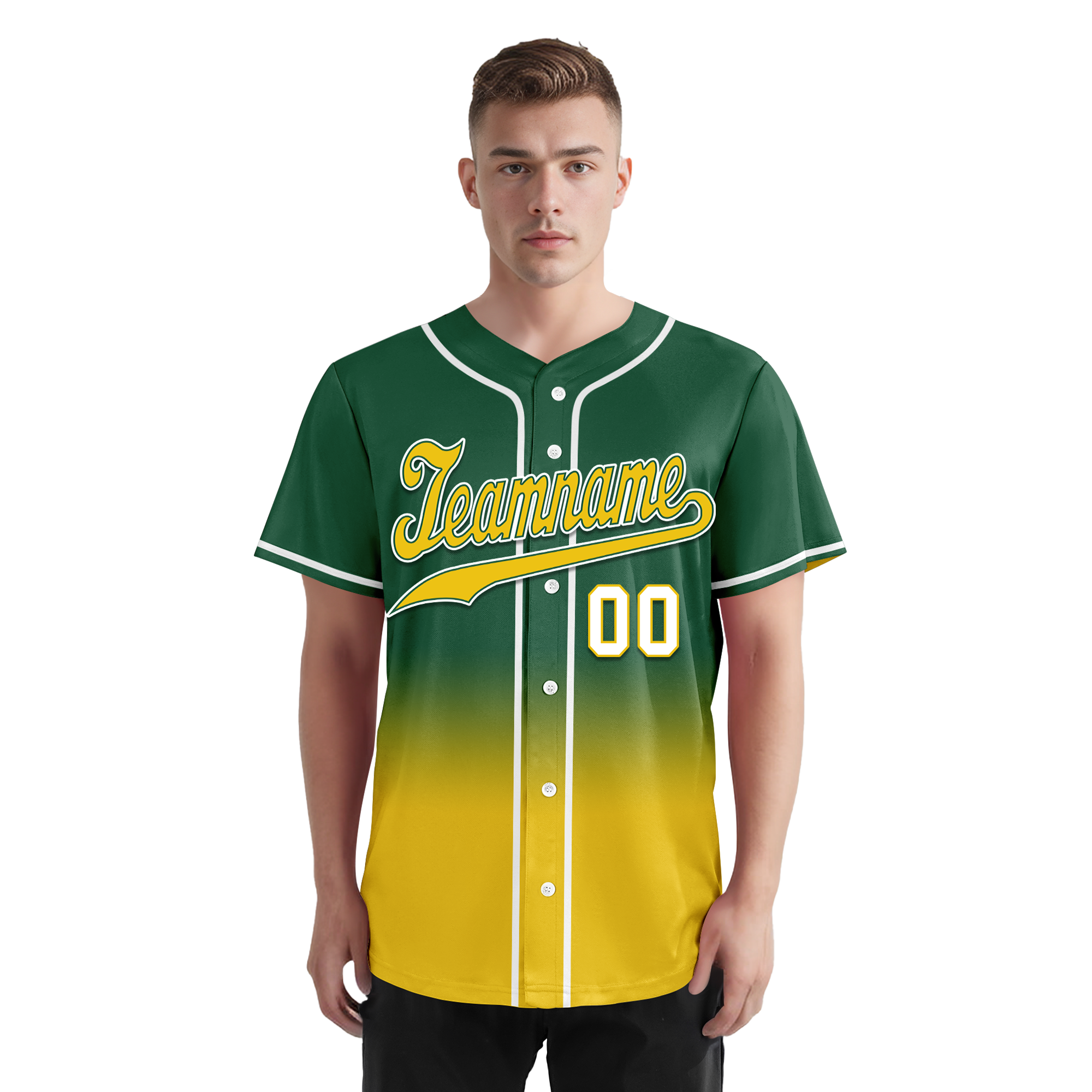 Custom Green Yellow Fade Personalized Baseball Jersey - Authentic Fashion Sports Apparel BSBJ01 D0a70ca - Perfect for Baseball Games, Team Uniforms & Fan Gear