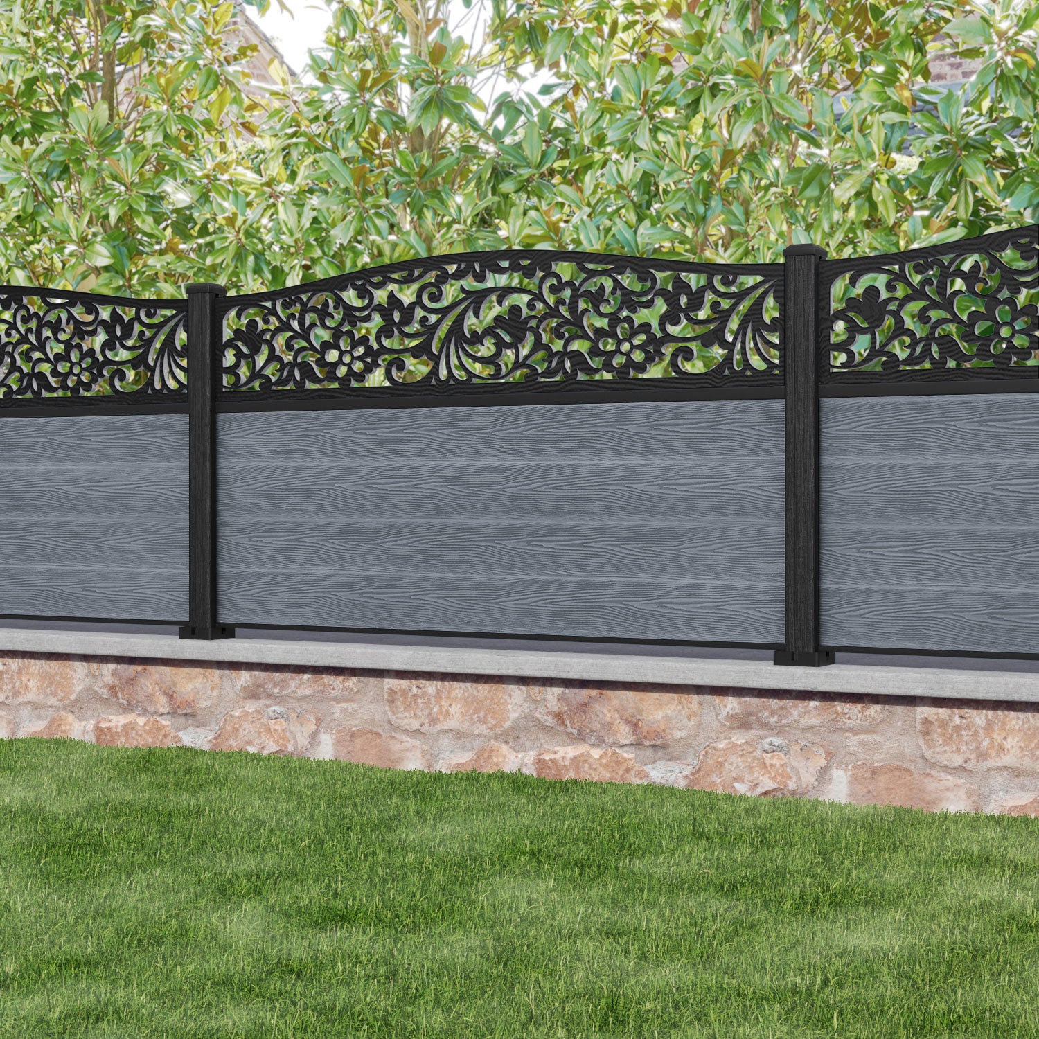 Classic Eden Curved Top Composite Fence Panel in Anthracite - Durable & Low Maintenance Backyard Privacy Solution for Gardens, Patios, and Pool Areas