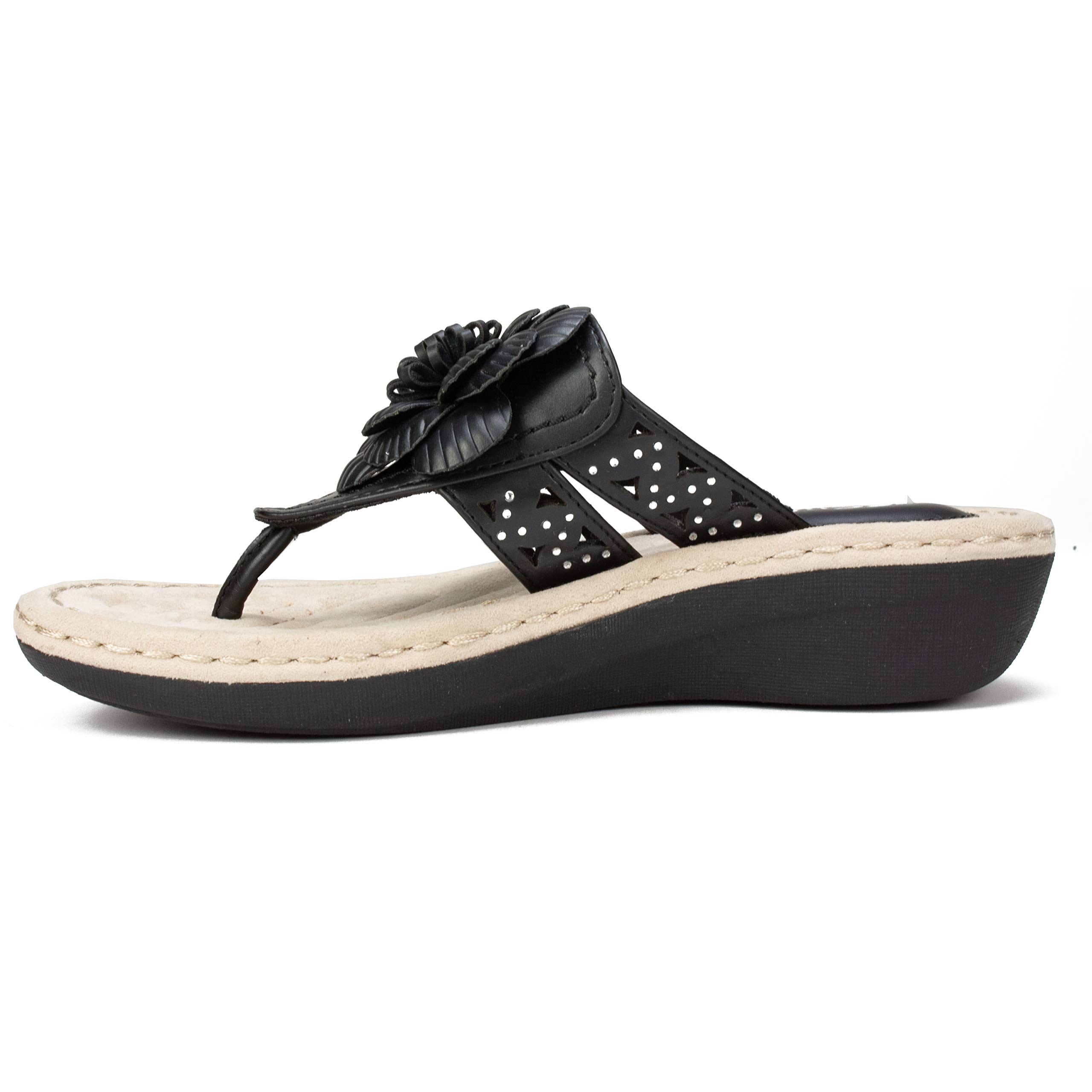 White Mountain Women's Cynthia Wedge Sandals - Comfortable Summer Casual Shoes