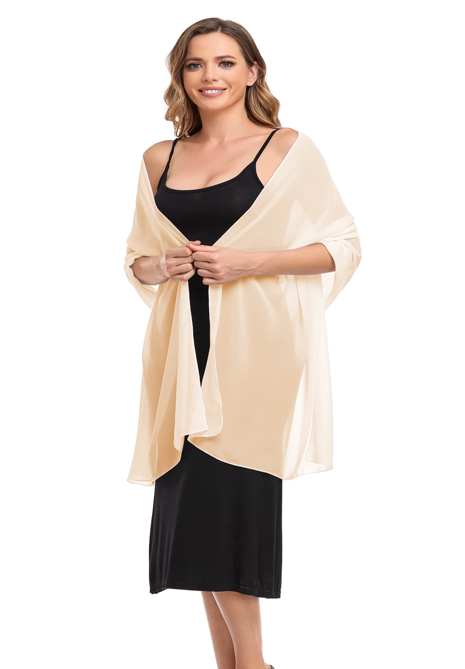 Elegant Sheer Chiffon Shawl Wrap for Women - Soft Silky Bridal Scarf for Wedding, Evening Dresses & Special Occasions