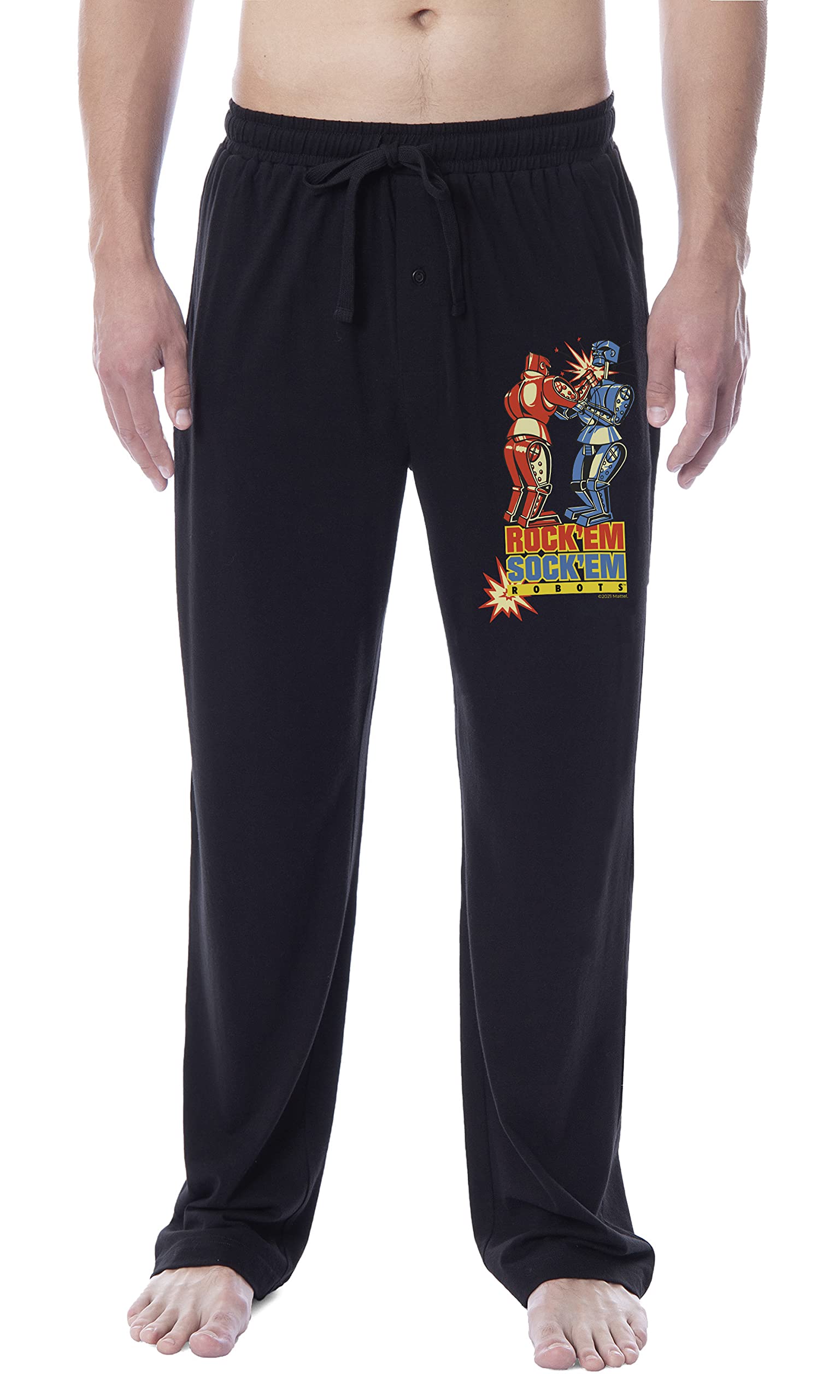 Mattel Men's Classic Rock 'Em Sock 'Em Robots Sleep Pajama Pants - Comfortable Lounge Pants for Gaming, Movie Nights & Relaxation at Home