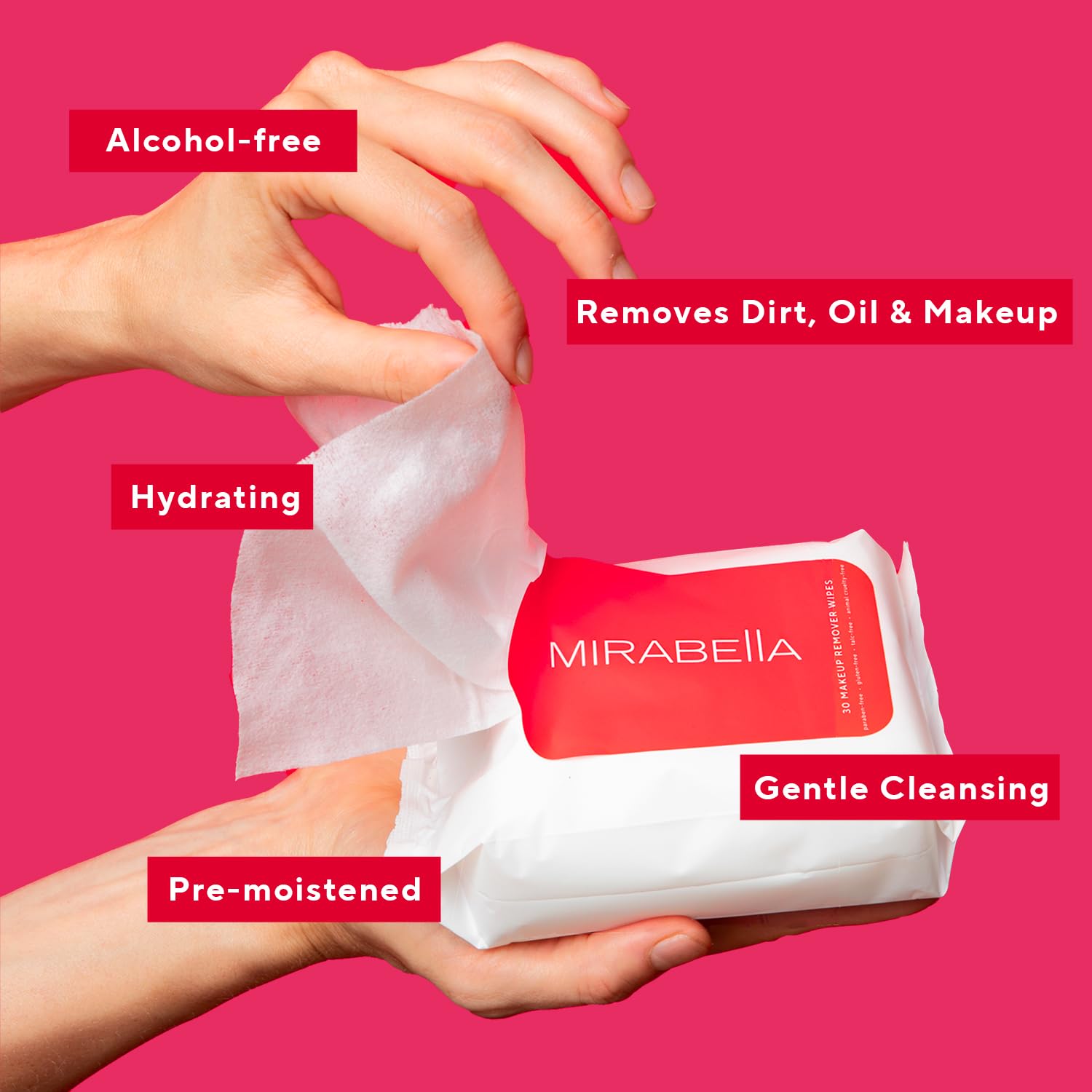 **Mirabella Alcohol-Free Makeup Remover Wipes with Aloe Vera & Micellar Water - Gentle Facial Cleansing Wipes for Women, Remove Makeup & Dirt - Travel-Friendly, Fragrance-Free for Clean & Refreshed Skin - Perfect for Travel, Gym & Daily Skincare Routine**