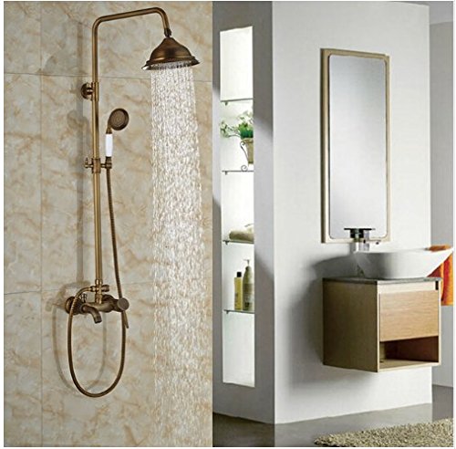 GOWE Antique Brass Single Lever Shower Set with Hand Shower - Exposed Tub & Shower Faucet Combo for Bathroom Renovation | Perfect for Vintage Style Bathrooms & Modern Home Upgrades