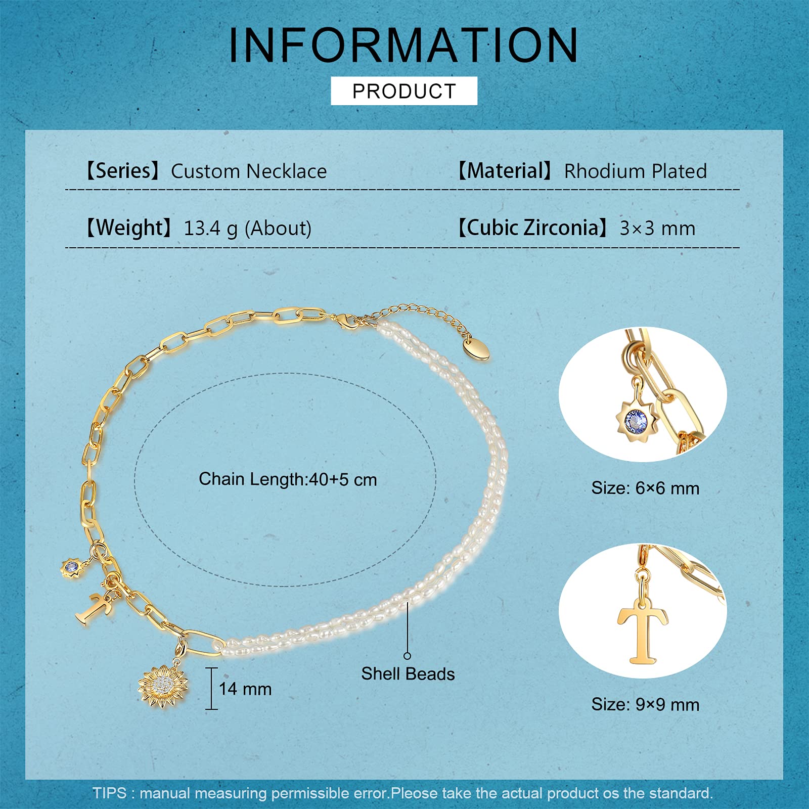 Personalized Sunflower Initial Letter Necklace for Women - Gold Birthstone Paperclip Necklace 