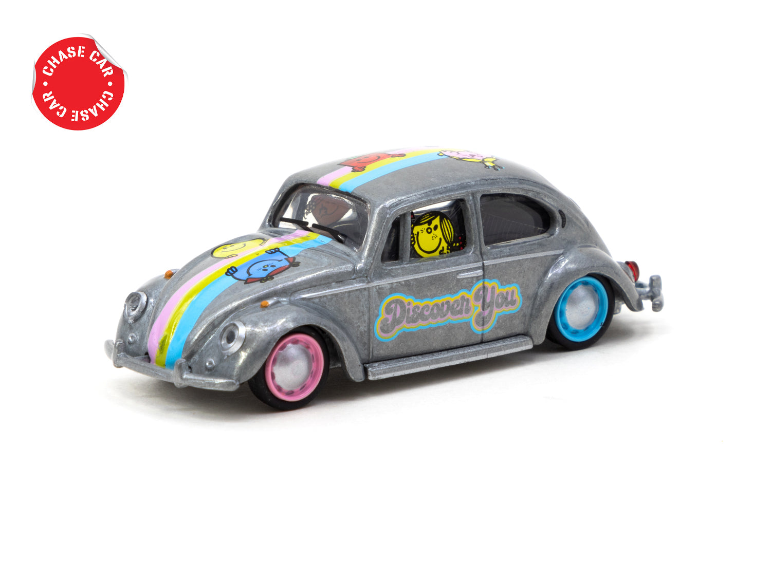 Schuco x Tarmac Works 1/64 Scale Volkswagen Beetle Mr. Men & Little Miss COLLAB64 Diecast Model Car - Perfect for Collectors, Display & Kids Play