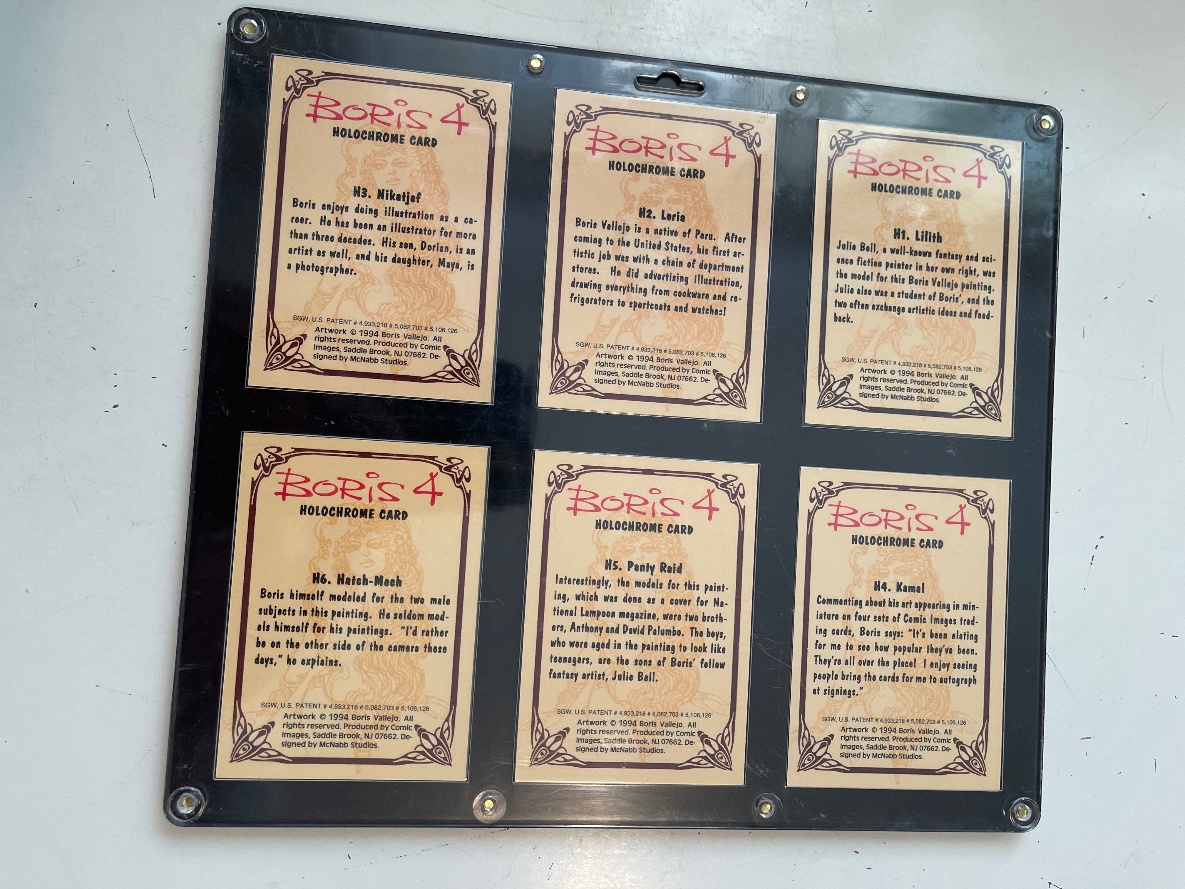 Boris Vallejo Fantasy Artist Rare Chrome Insert Cards Set in Frame - Collectible Art Cards for Home Decor & Gift Ideas