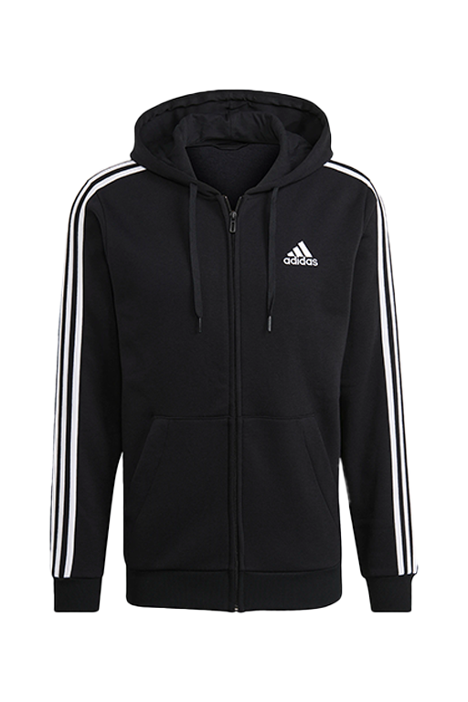 Adidas Men's Essentials 3-Stripes Fleece Full-Zip Hoodie - Warm & Comfortable Winter Jacket for Casual Wear, Gym, and Outdoor Activities