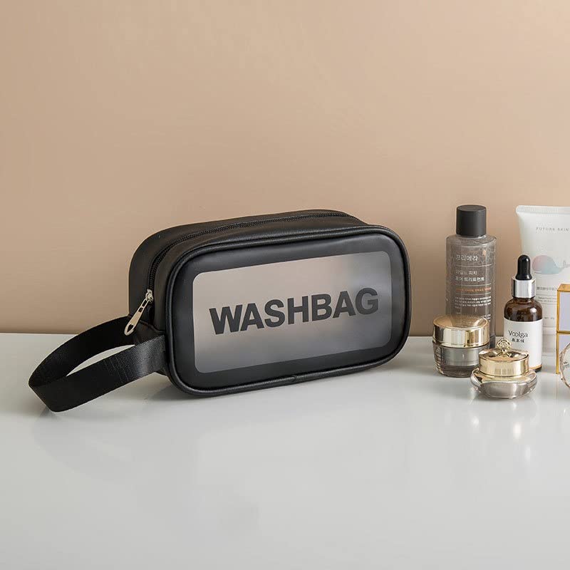 Queue Clear Travel Cosmetic Organizer Bag - Waterproof Makeup Pouch & Toiletry Bag for Women & Girls (Medium Size) | Perfect for Airplane Carry-on, Gym Essentials & Weekend Getaways
